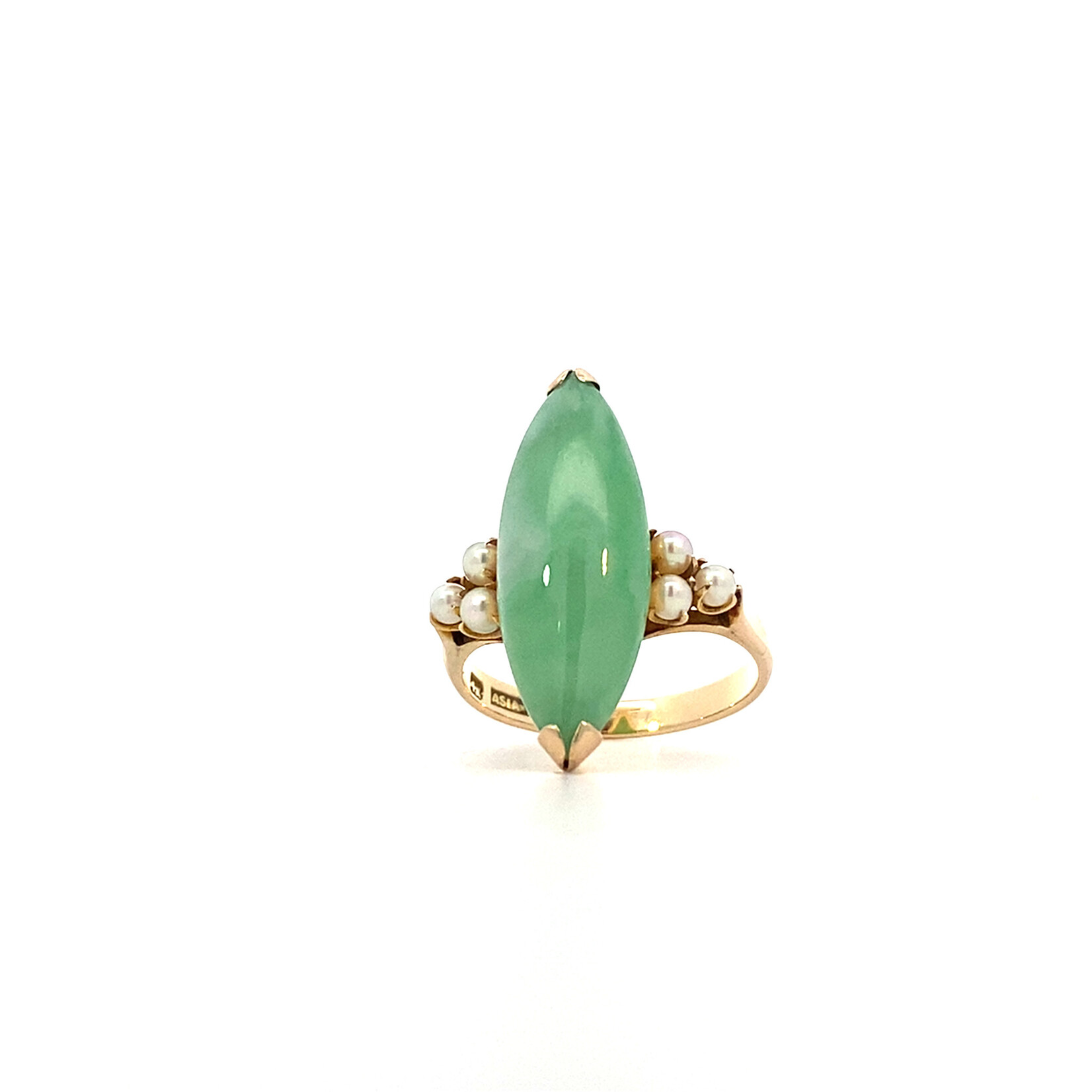 14K Yellow Gold Jade Marquise Ring sz6.5