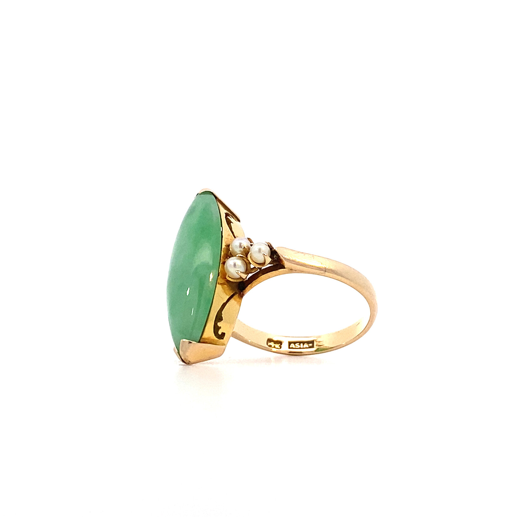 14K Yellow Gold Jade Marquise Ring sz6.5