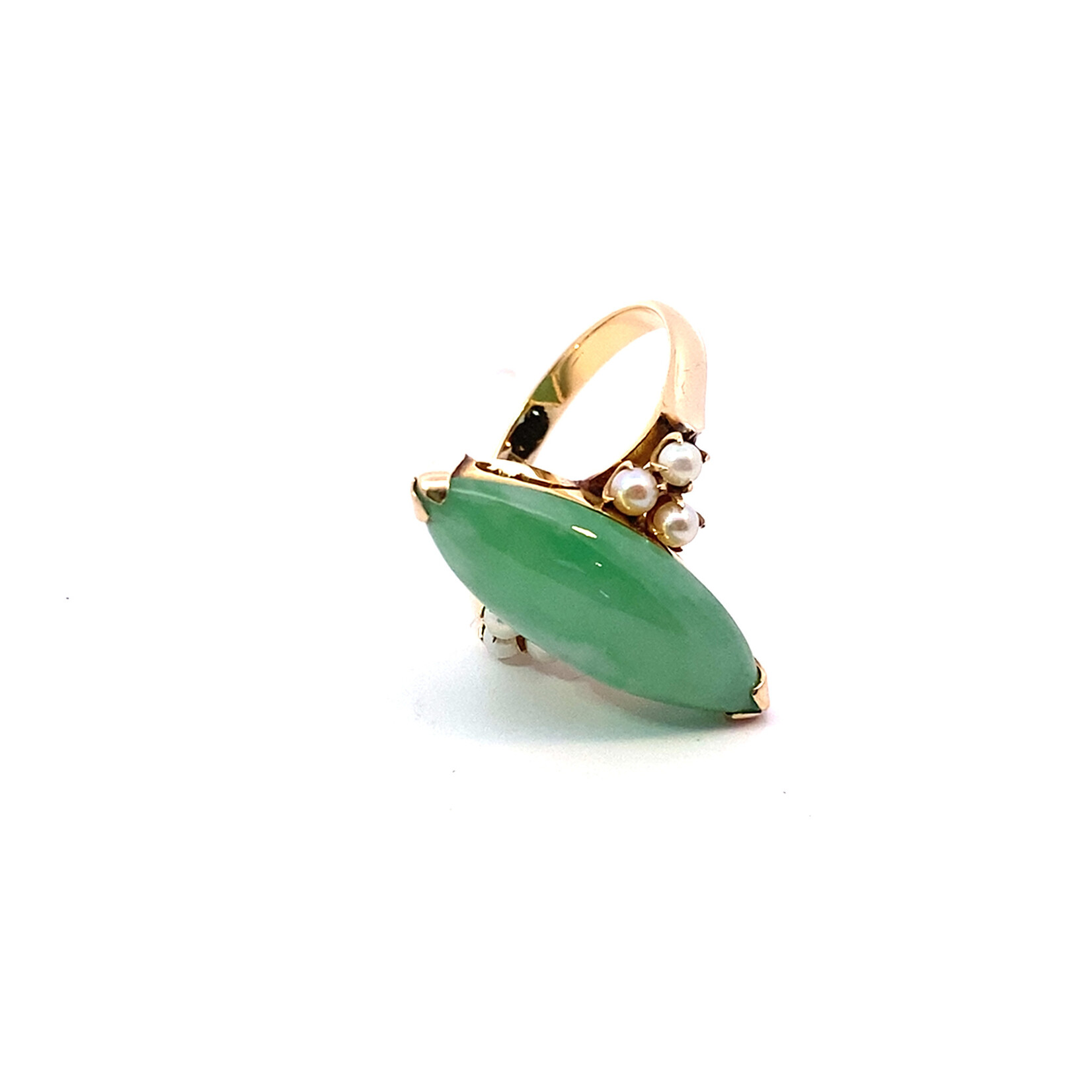 14K Yellow Gold Jade Marquise Ring sz6.5