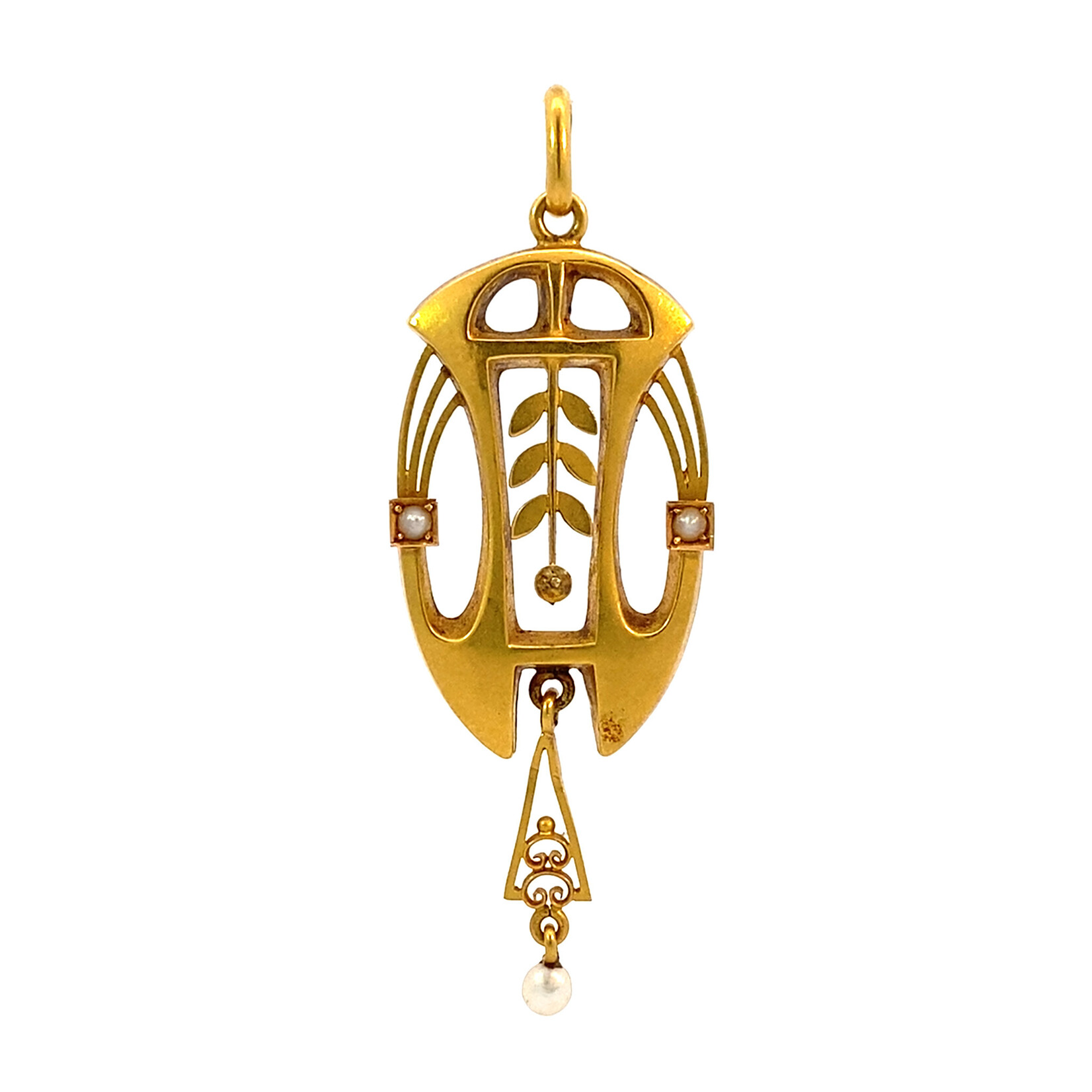14K Yellow Gold Seed Pearl Pendant