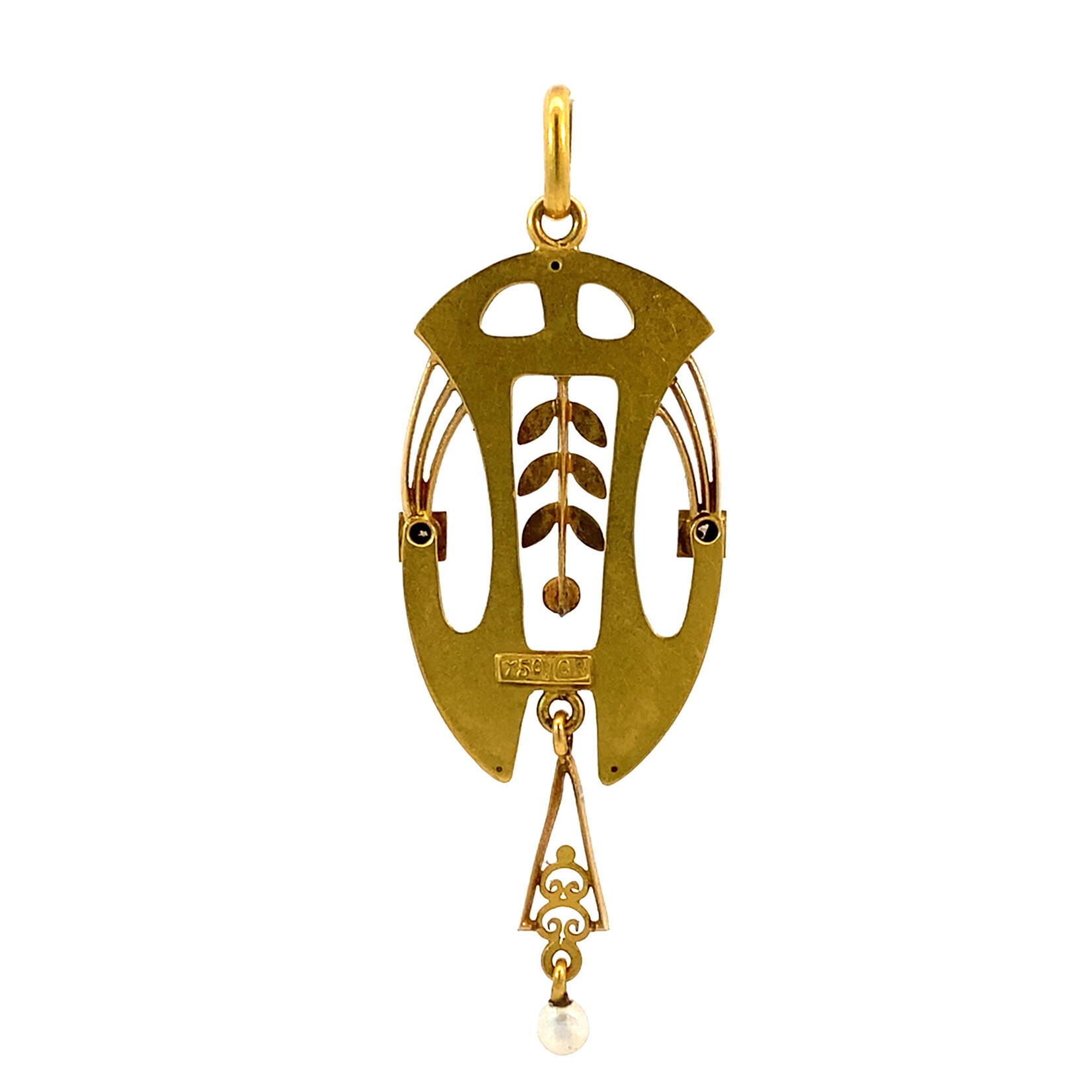 14K Yellow Gold Seed Pearl Pendant