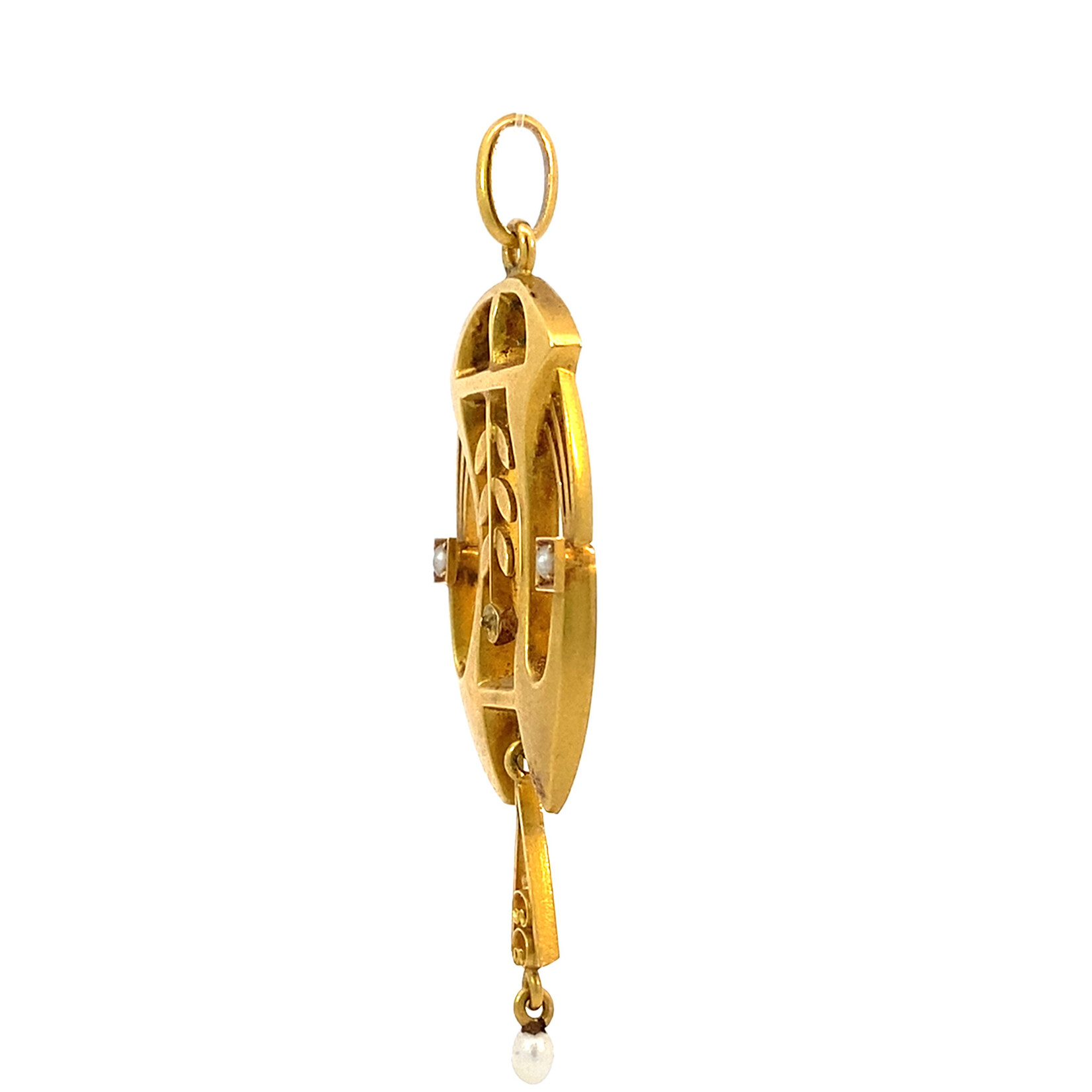 14K Yellow Gold Seed Pearl Pendant