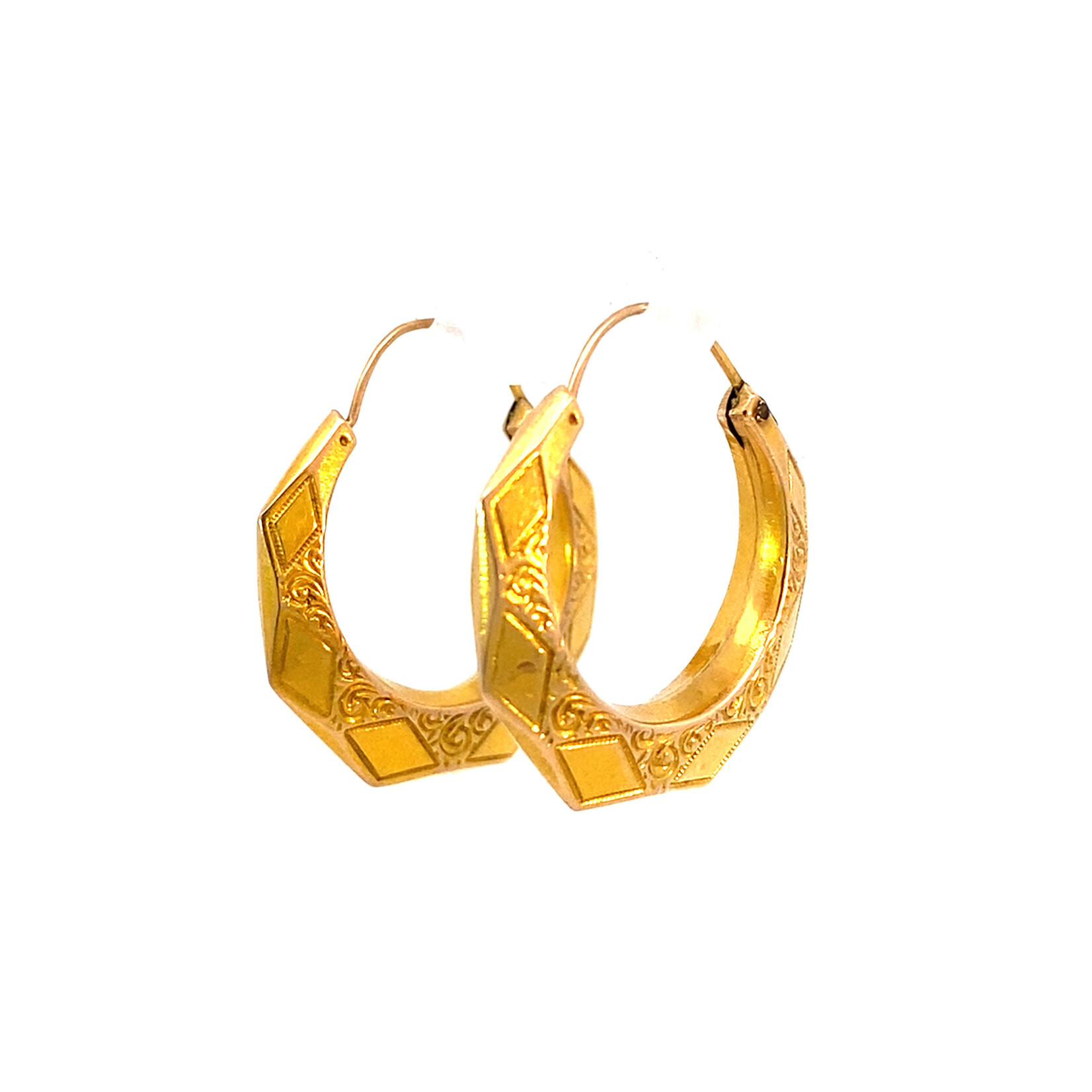 10K Yellow Gold Faceted Hoops