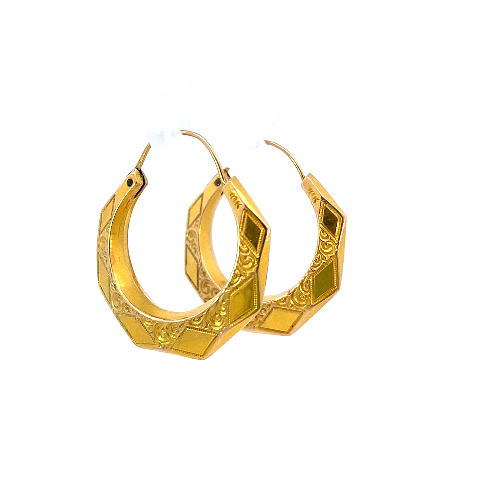 10K Yellow Gold Faceted Hoops