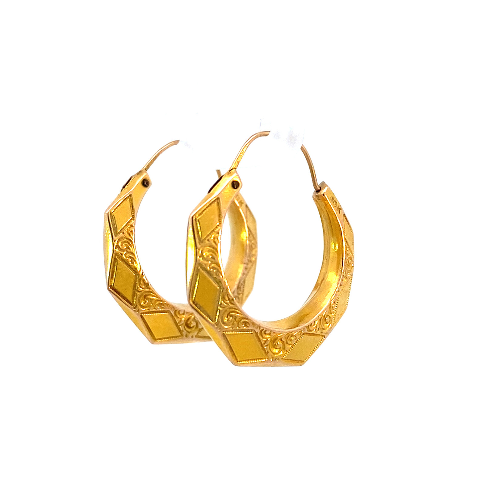 10K Yellow Gold Faceted Hoops