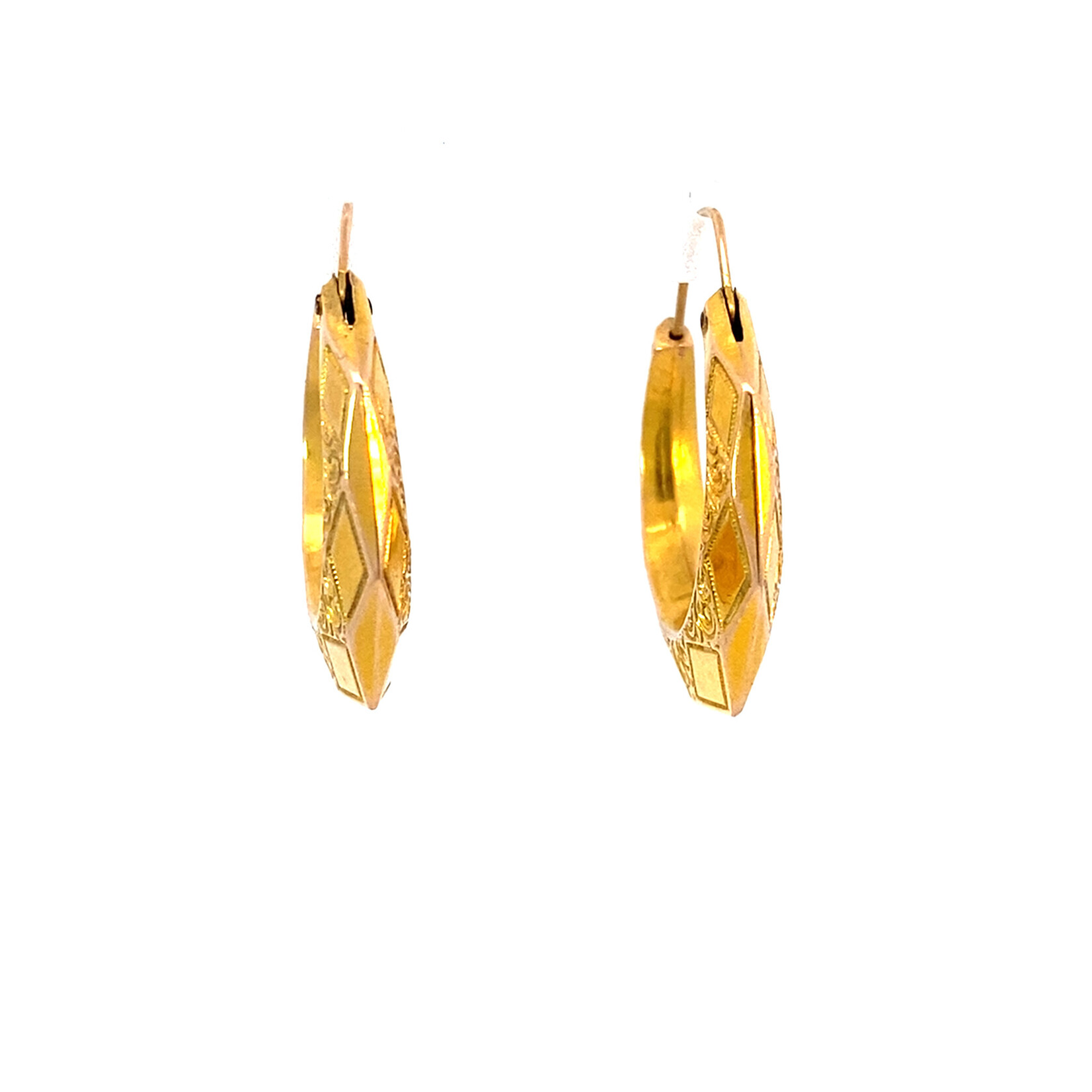 10K Yellow Gold Faceted Hoops
