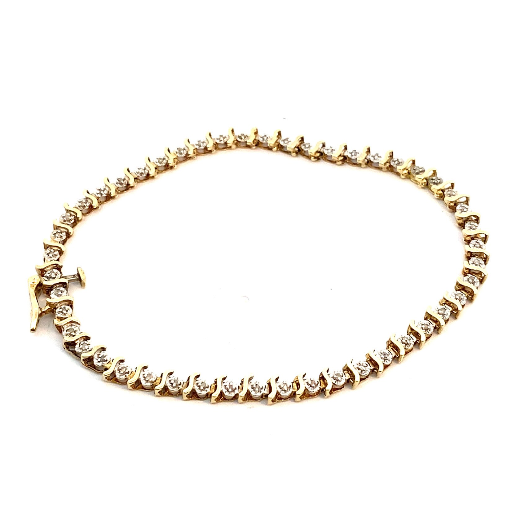 10K Yellow Gold 7" Diamond Tennis Bracelet