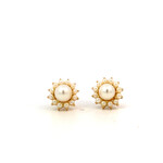 14K Yellow Gold Pearl Studs with Pearl Jackets