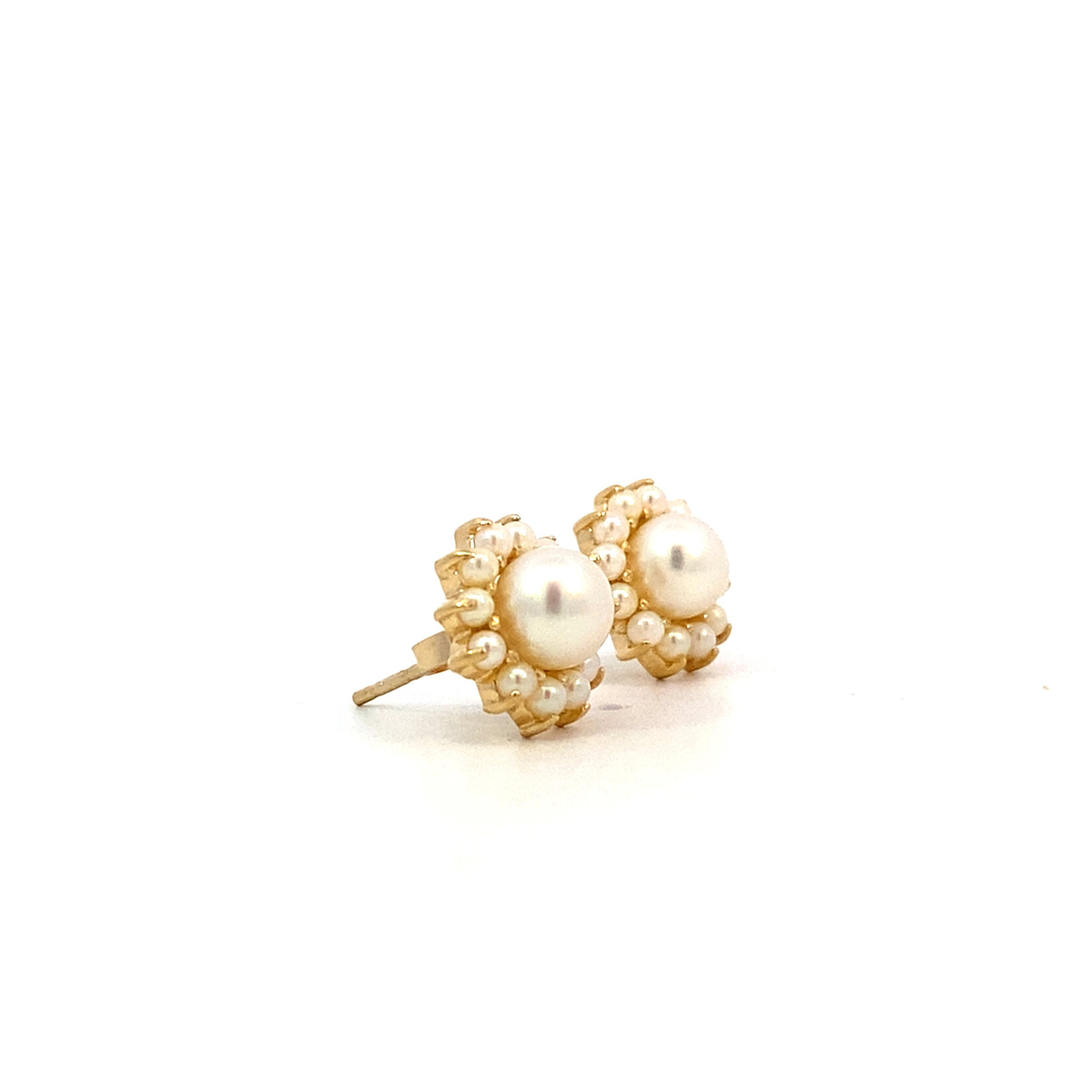 14K Yellow Gold Pearl Studs with Pearl Jackets