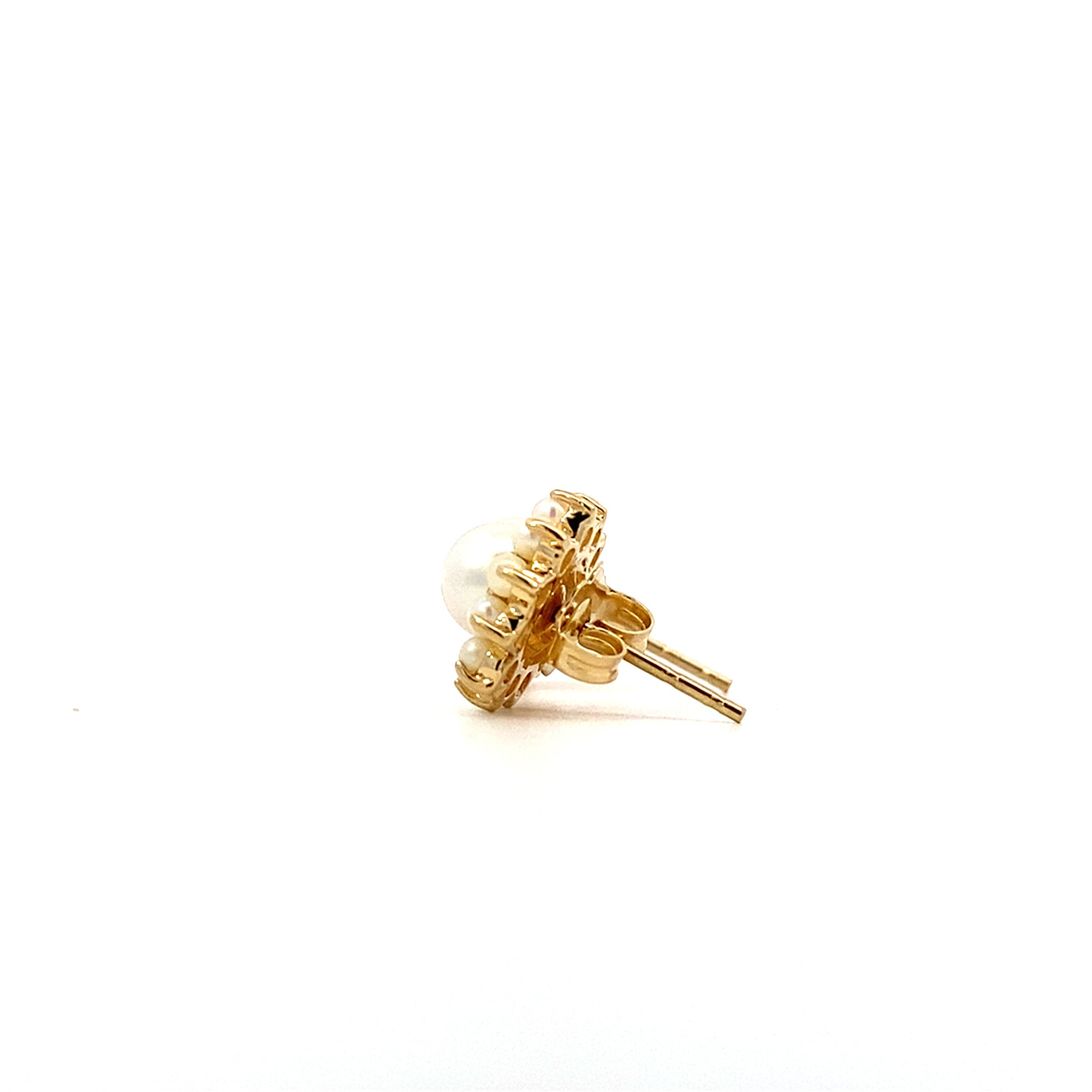 14K Yellow Gold Pearl Studs with Pearl Jackets
