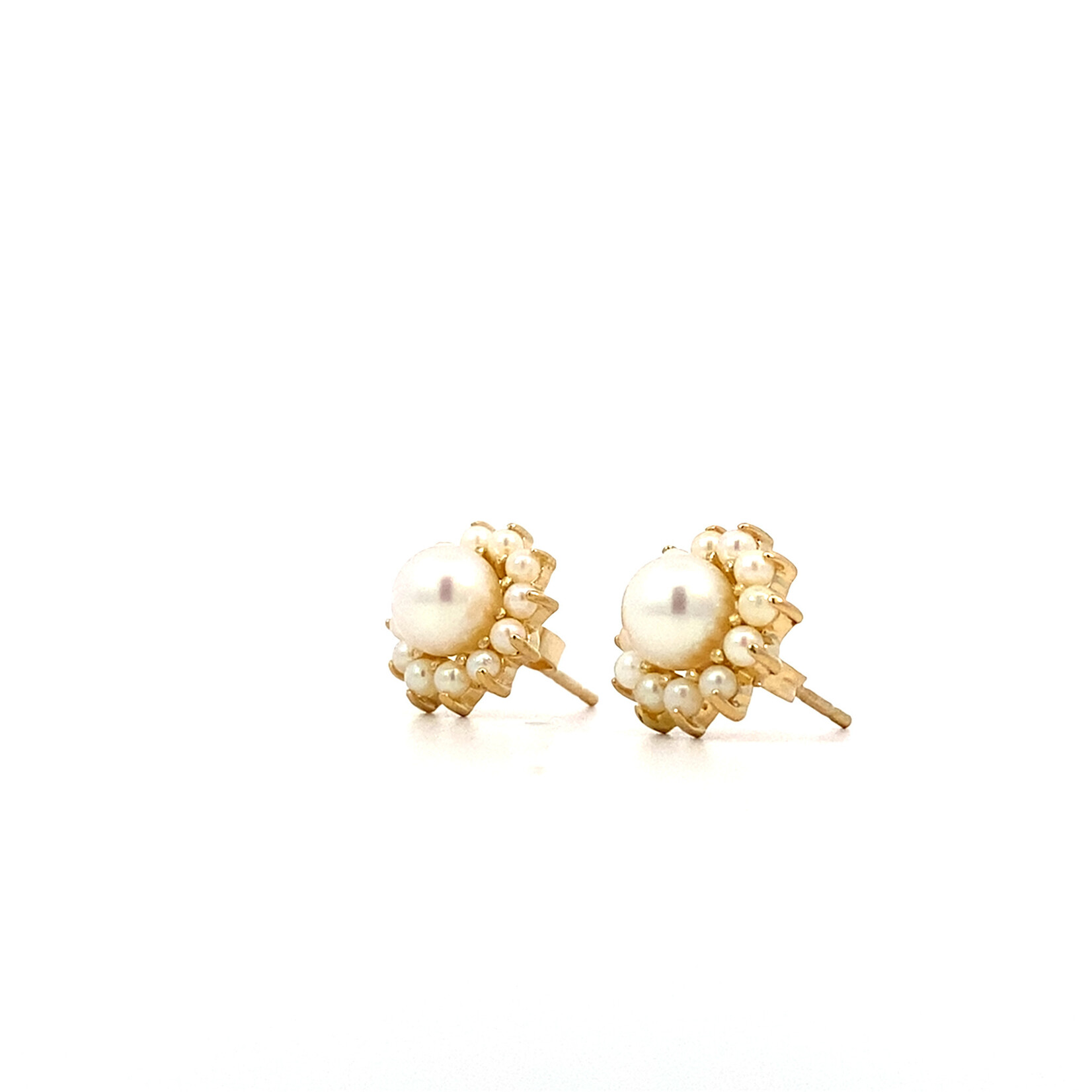 14K Yellow Gold Pearl Studs with Pearl Jackets