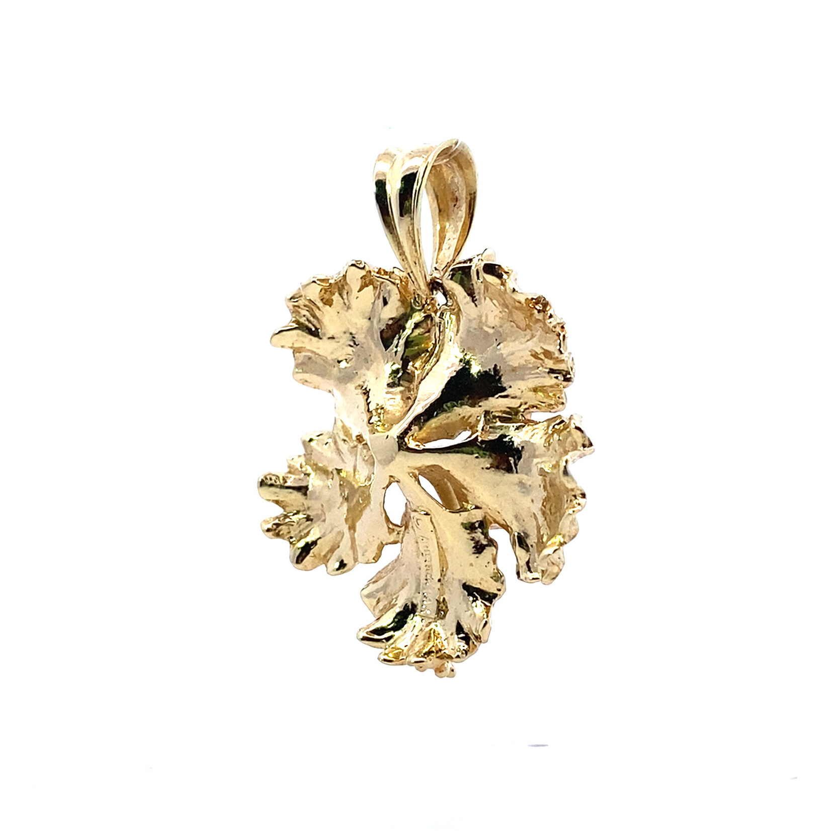 14K Yellow Gold 29mm Hibiscus Pendant