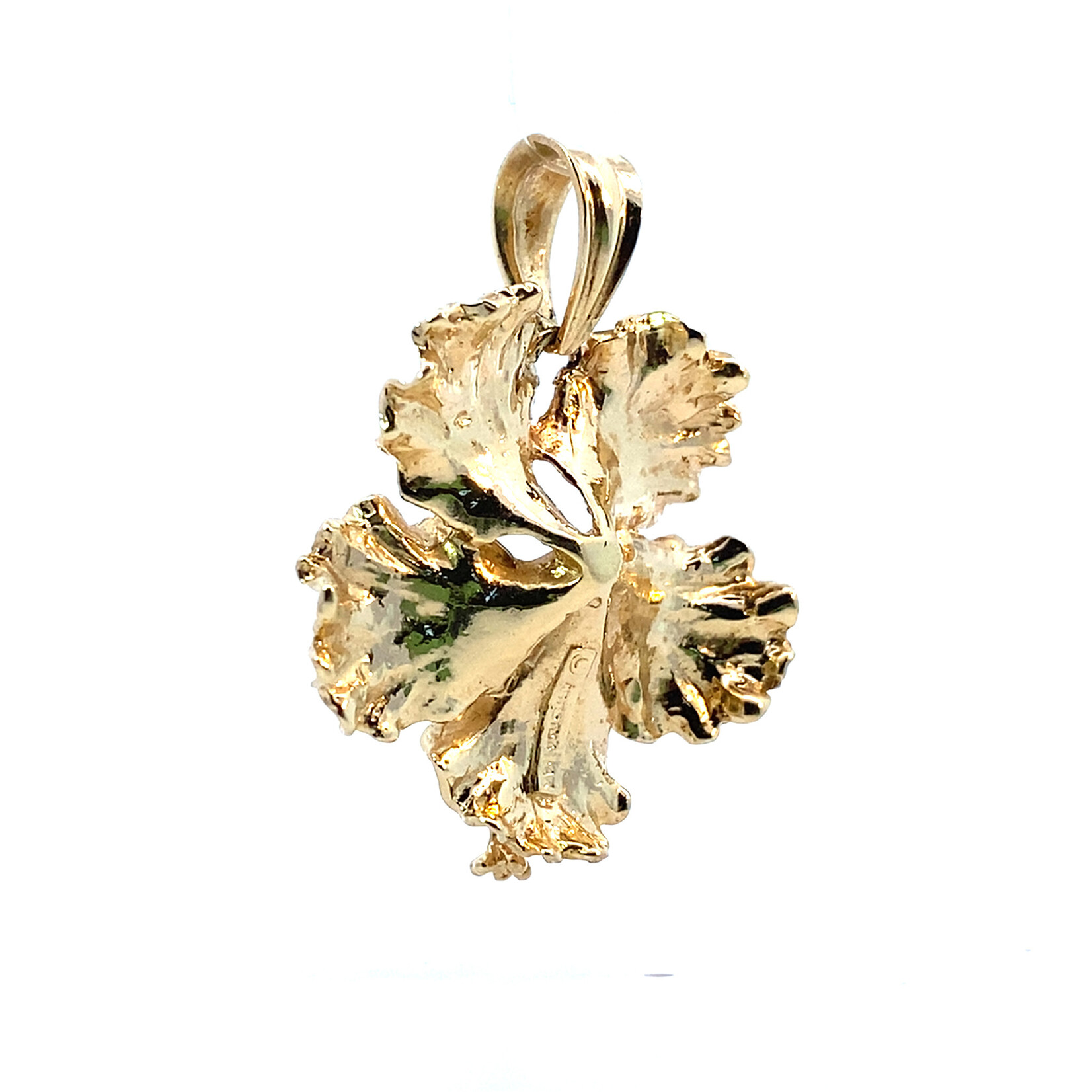 14K Yellow Gold 29mm Hibiscus Pendant