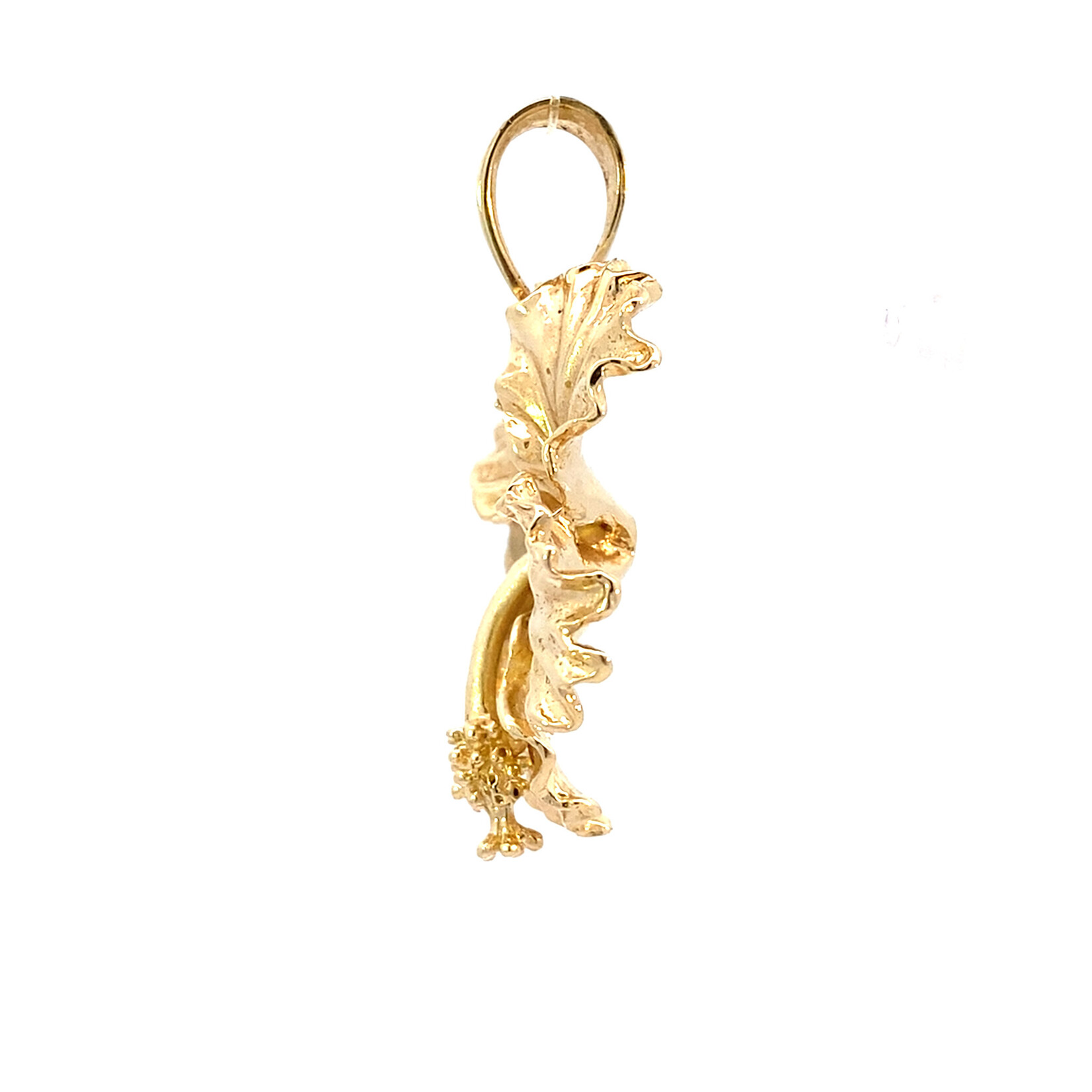 14K Yellow Gold 29mm Hibiscus Pendant