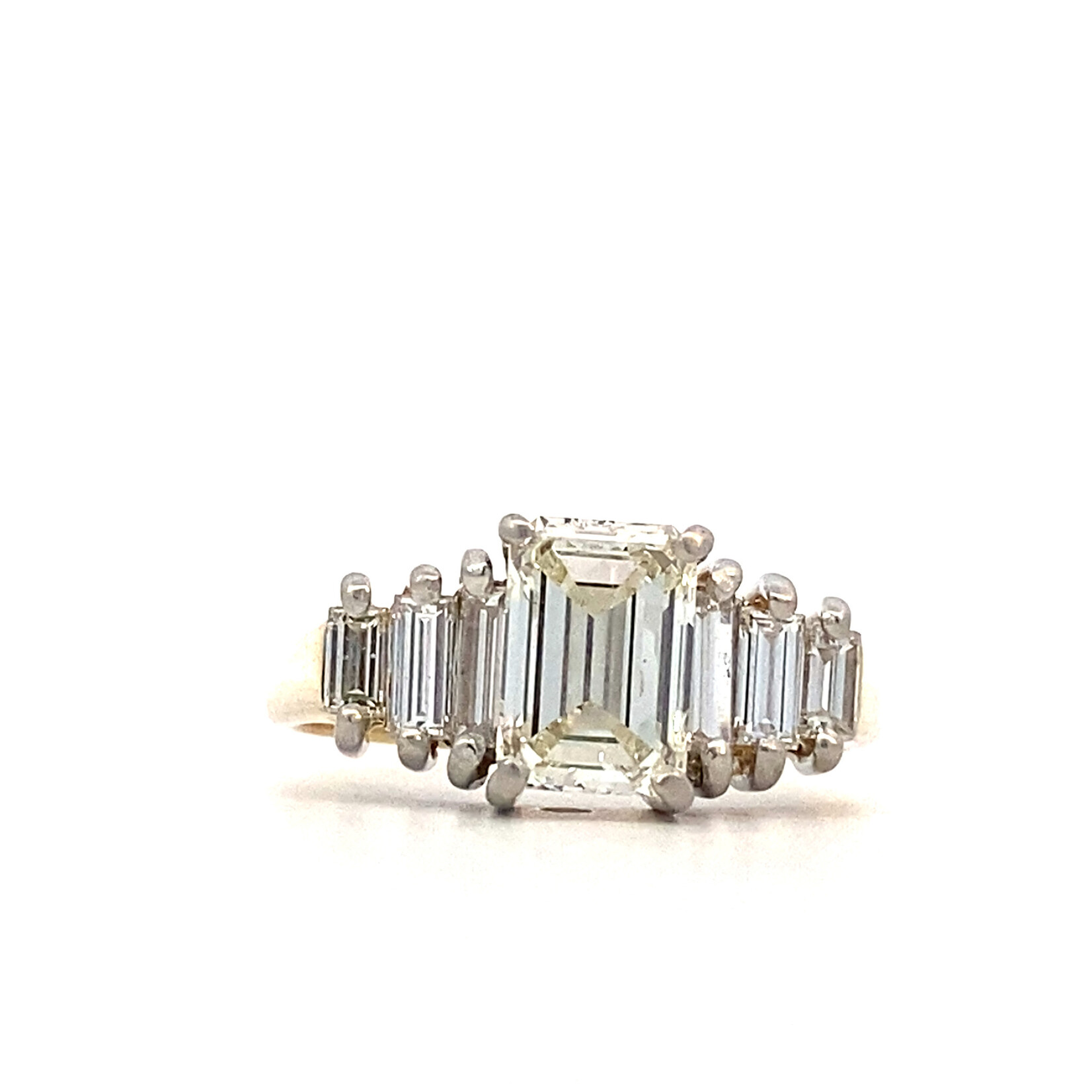 14K Yellow/Platinum  Emerald-Cut Diamond Ring sz8.25