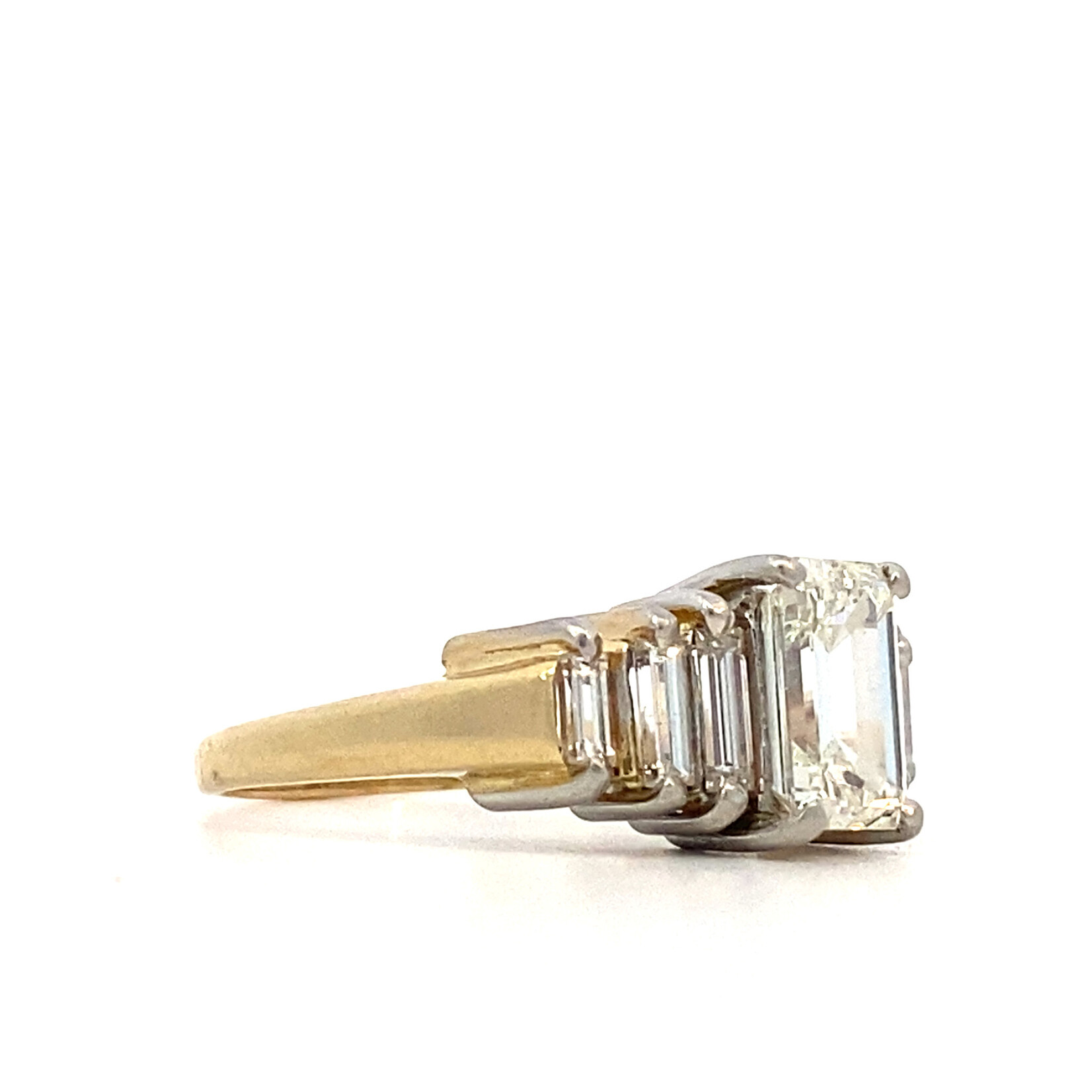 14K Yellow/Platinum  Emerald-Cut Diamond Ring sz8.25