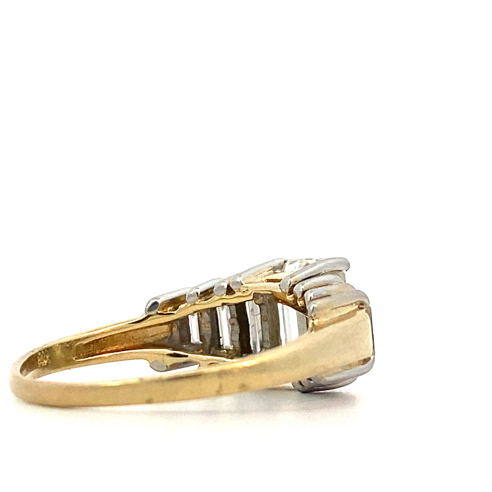 14K Yellow/Platinum  Emerald-Cut Diamond Ring sz8.25