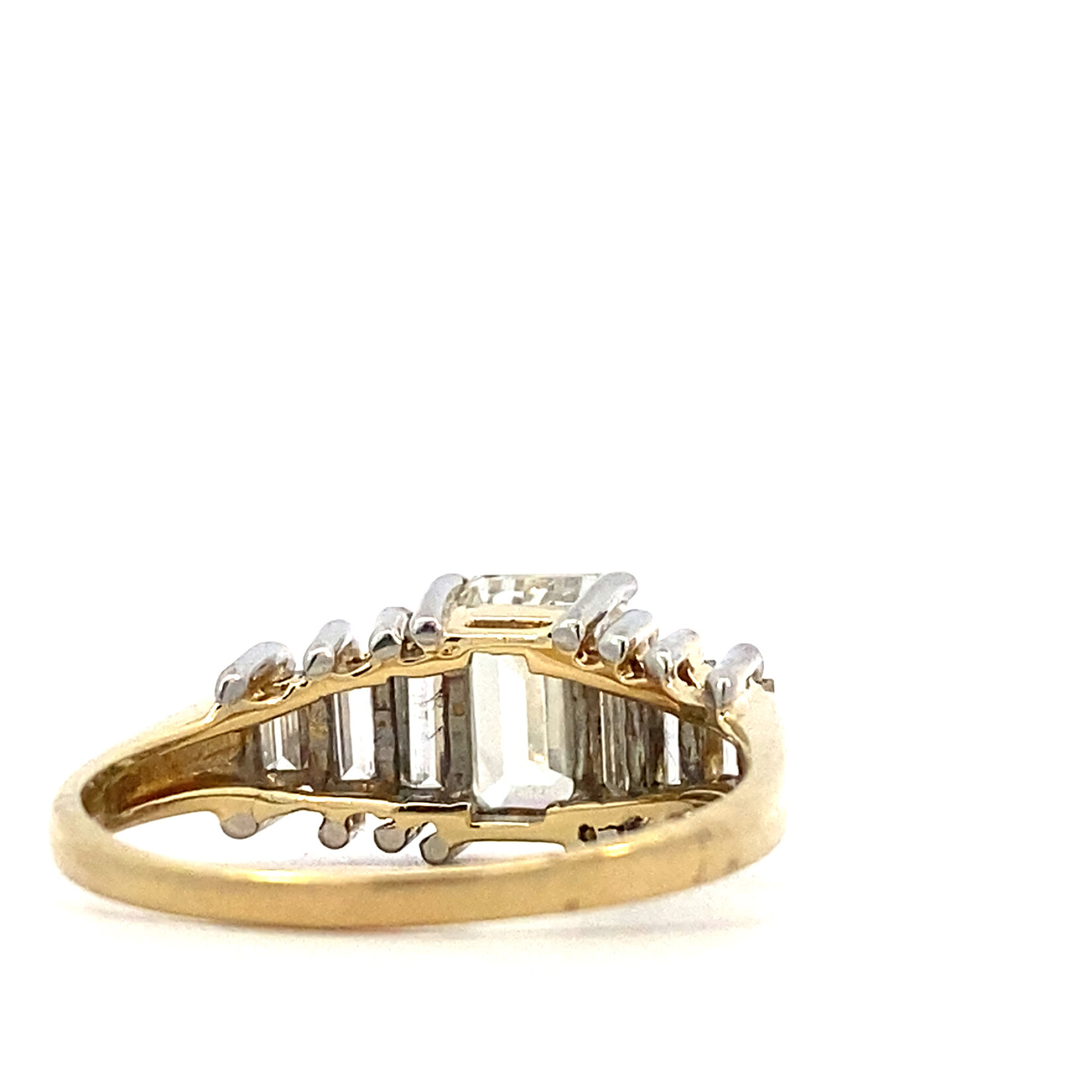 14K Yellow/Platinum  Emerald-Cut Diamond Ring size 8.25