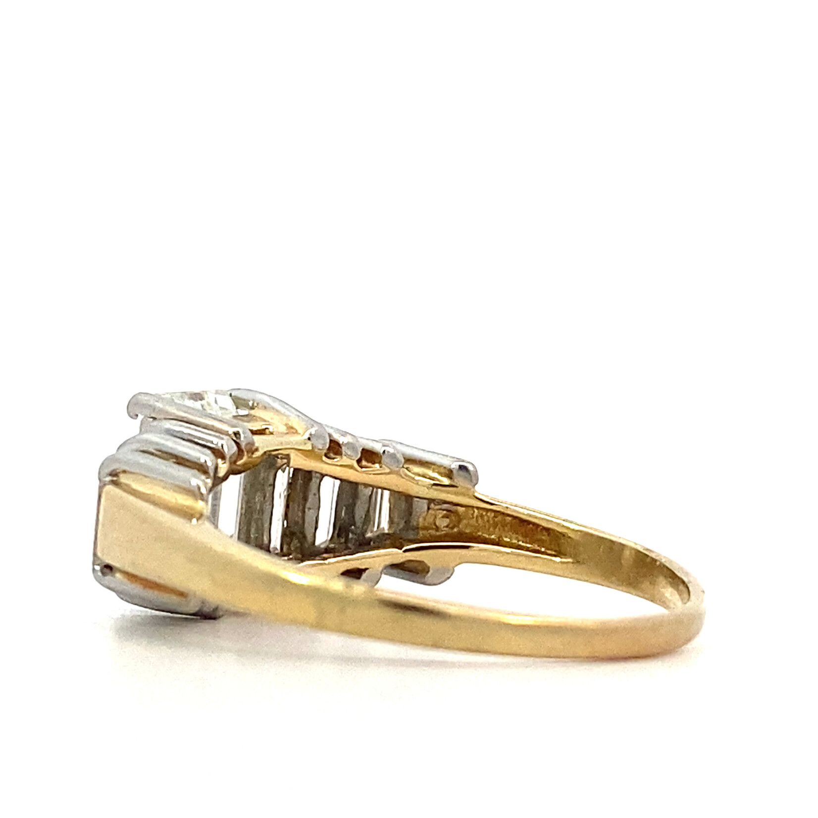 14K Yellow/Platinum  Emerald-Cut Diamond Ring sz8.25