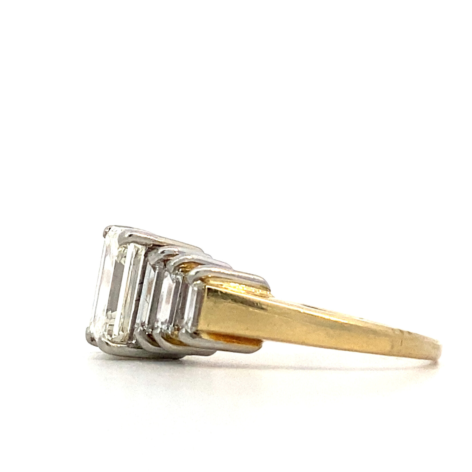 14K Yellow/Platinum  Emerald-Cut Diamond Ring sz8.25