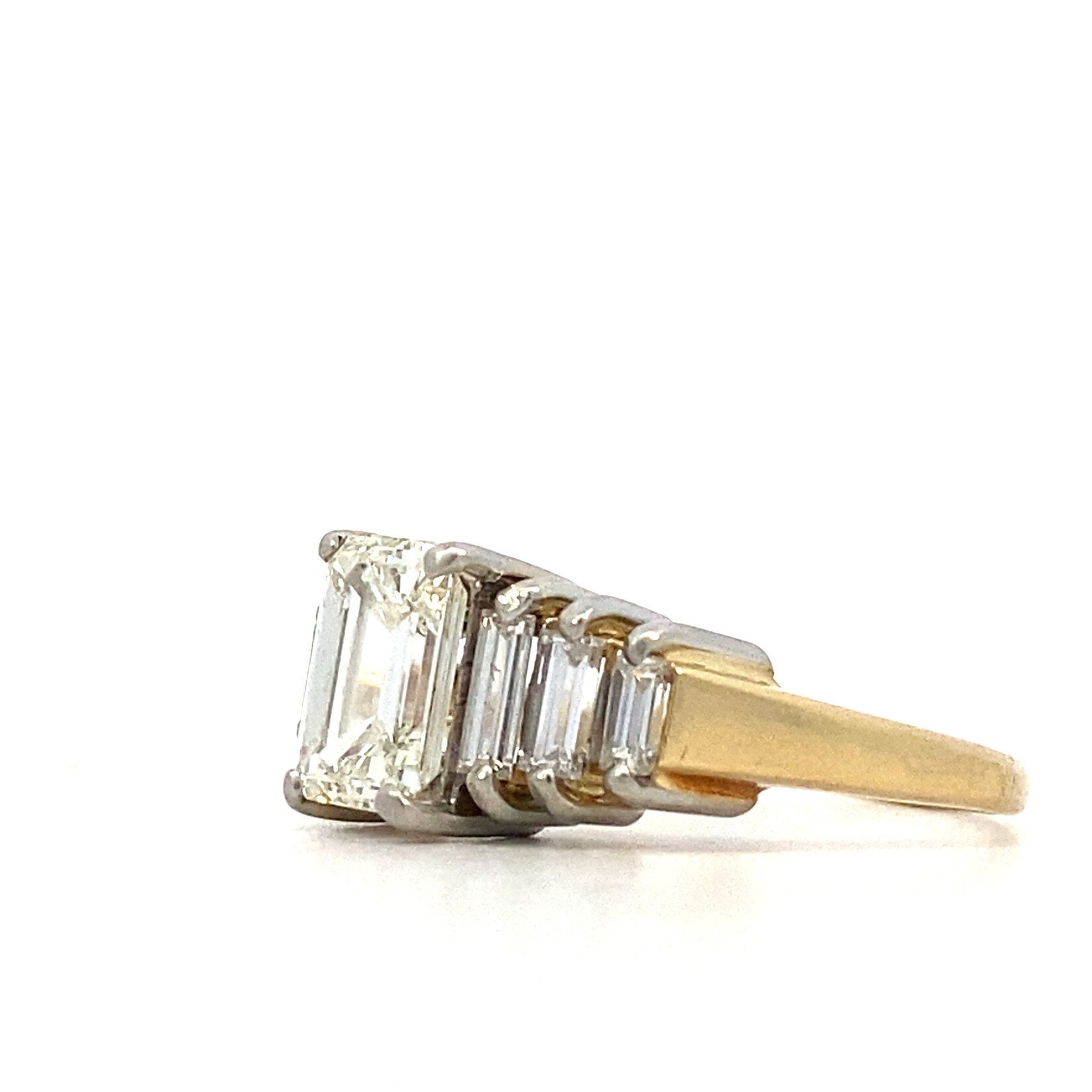 14K Yellow/Platinum  Emerald-Cut Diamond Ring sz8.25