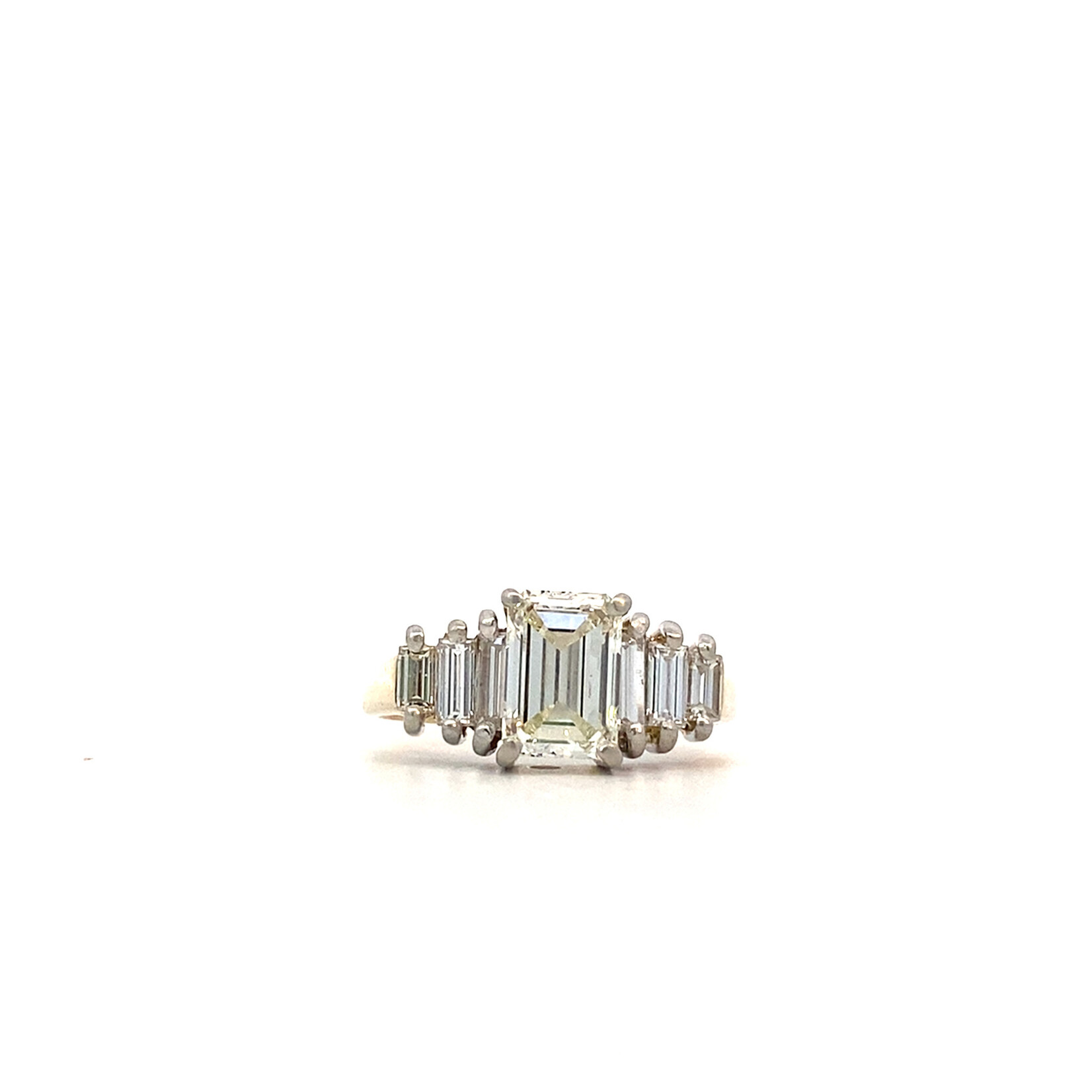 14K Yellow/Platinum  Emerald-Cut Diamond Ring sz8.25