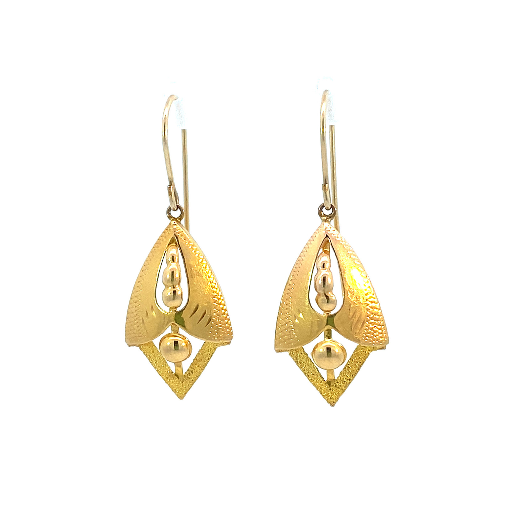 14K Yellow Gold Shield Earrings