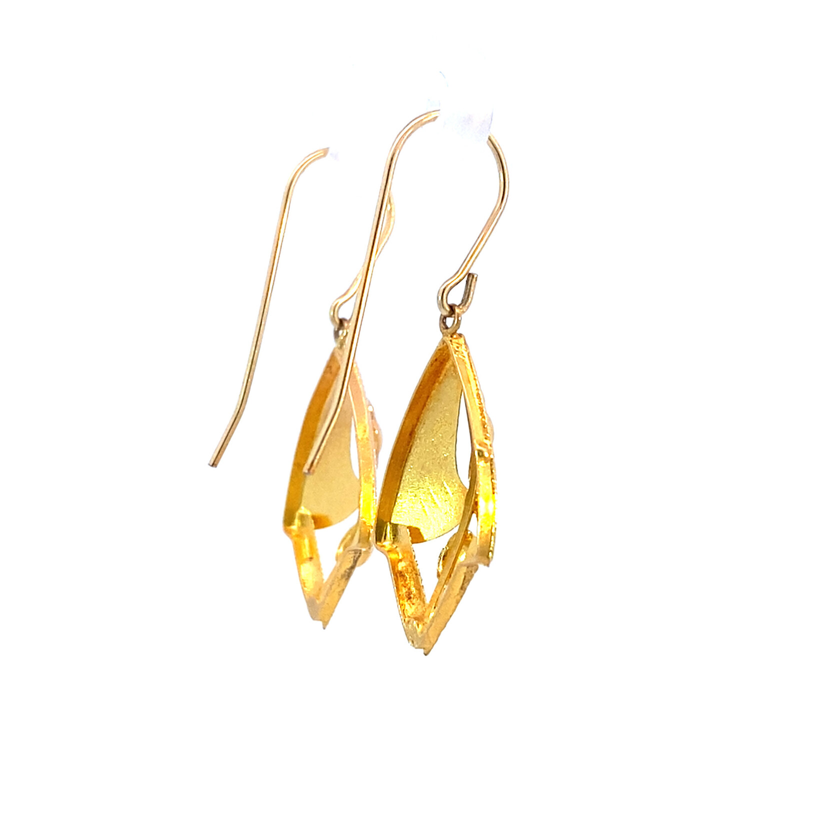 14K Yellow Gold Shield Earrings