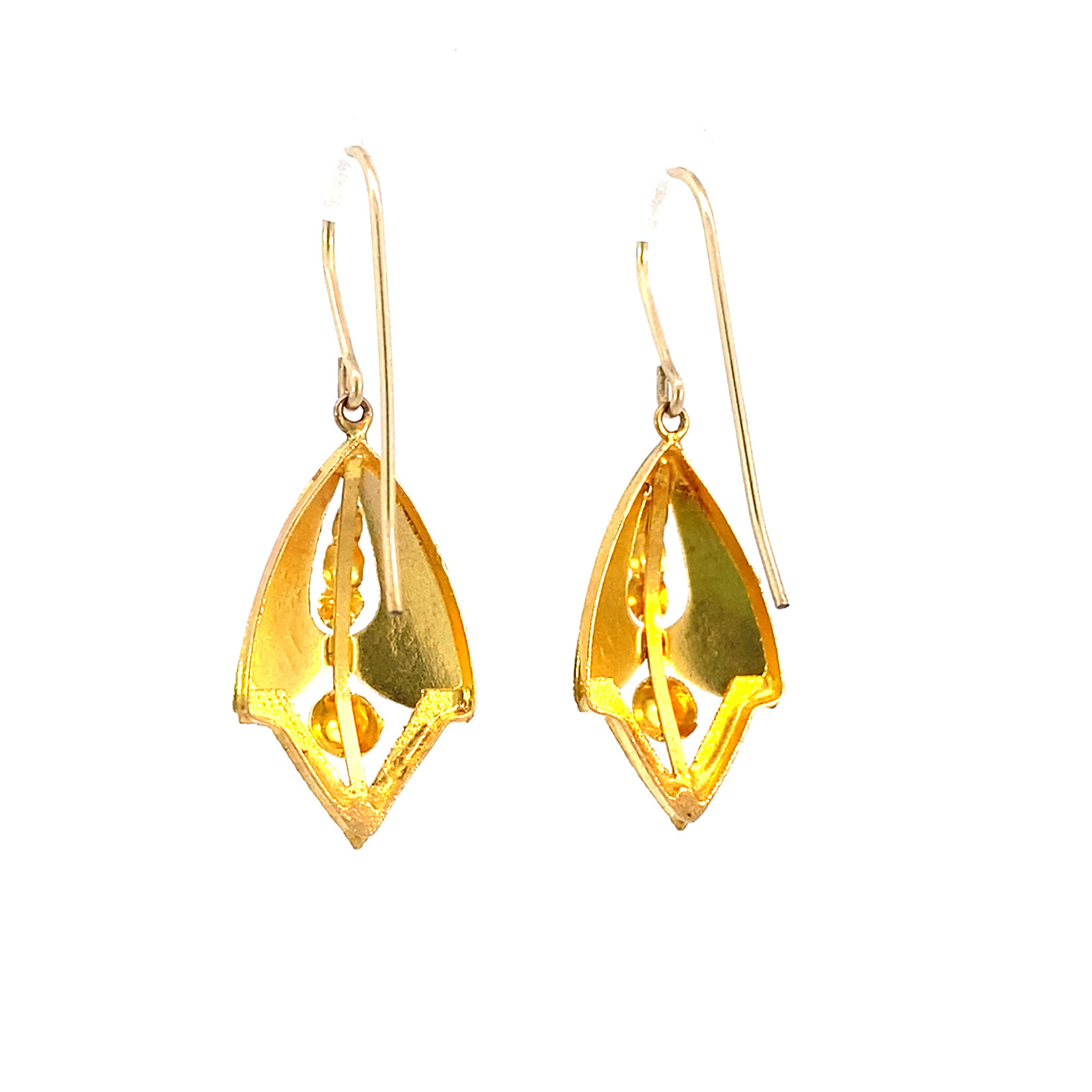 14K Yellow Gold Shield Earrings