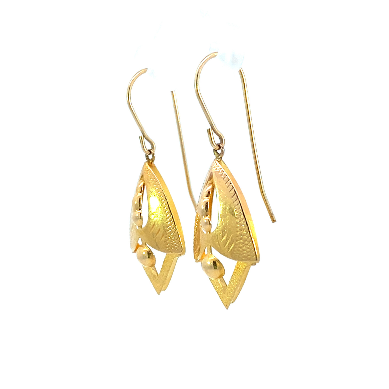 14K Yellow Gold Shield Earrings