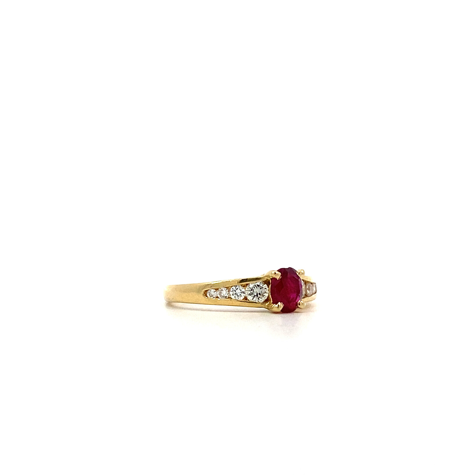 18K Yellow Gold Ruby & Diamond Ring sz5