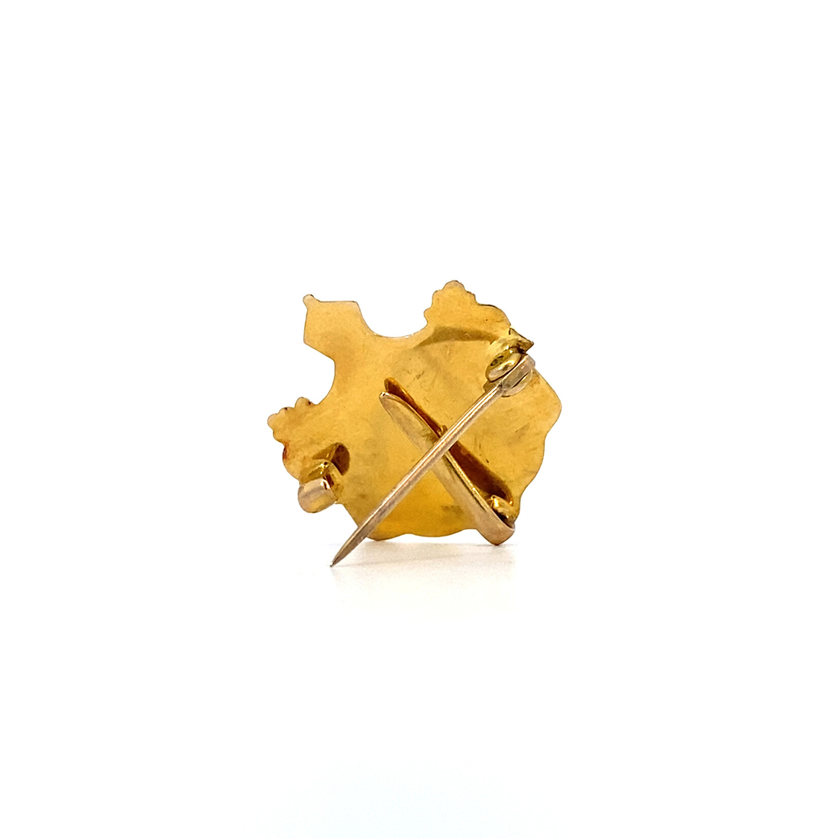 14K Yellow Gold Black & Red Coat of Arms Brooch