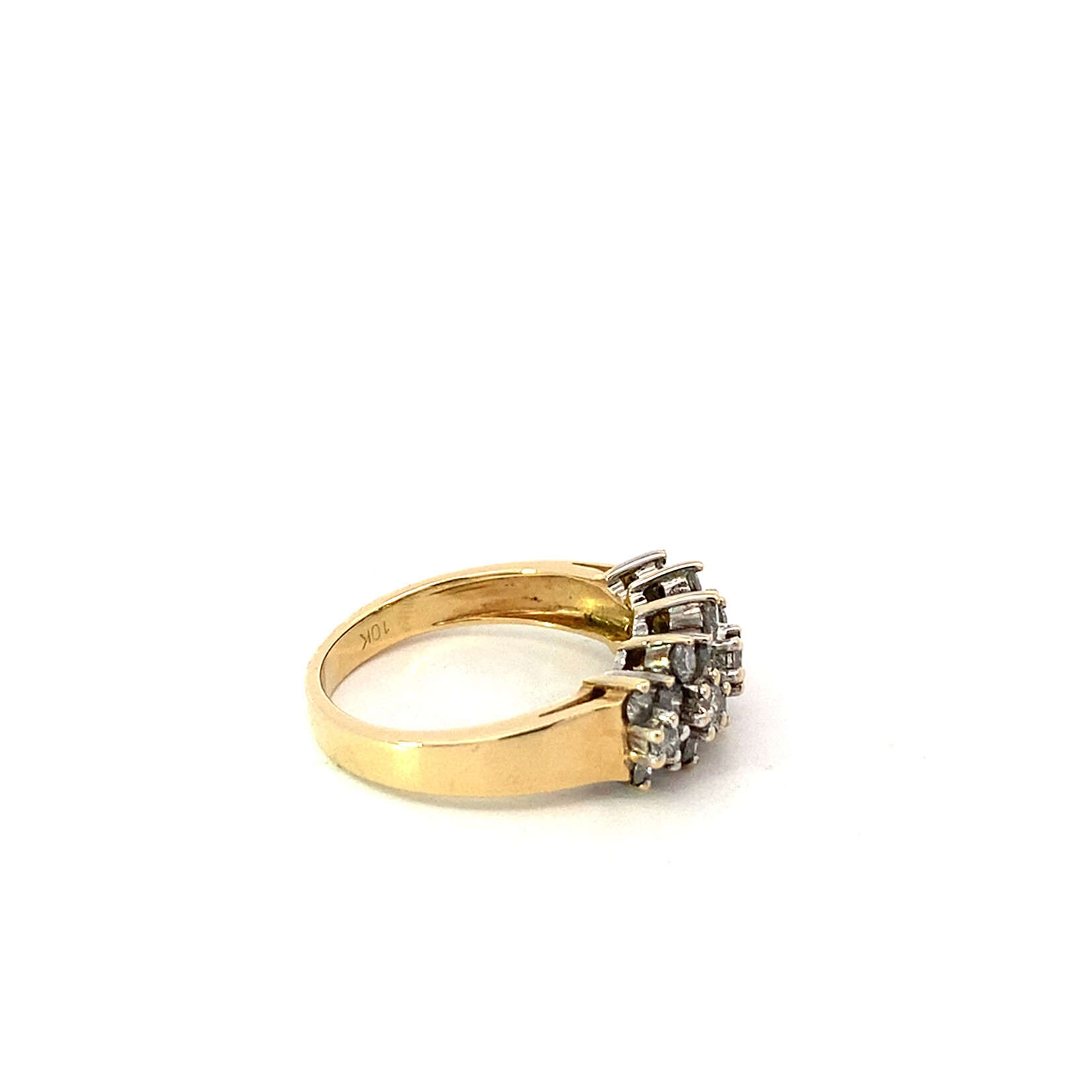10K Yellow Gold Diamond Cluster Ring