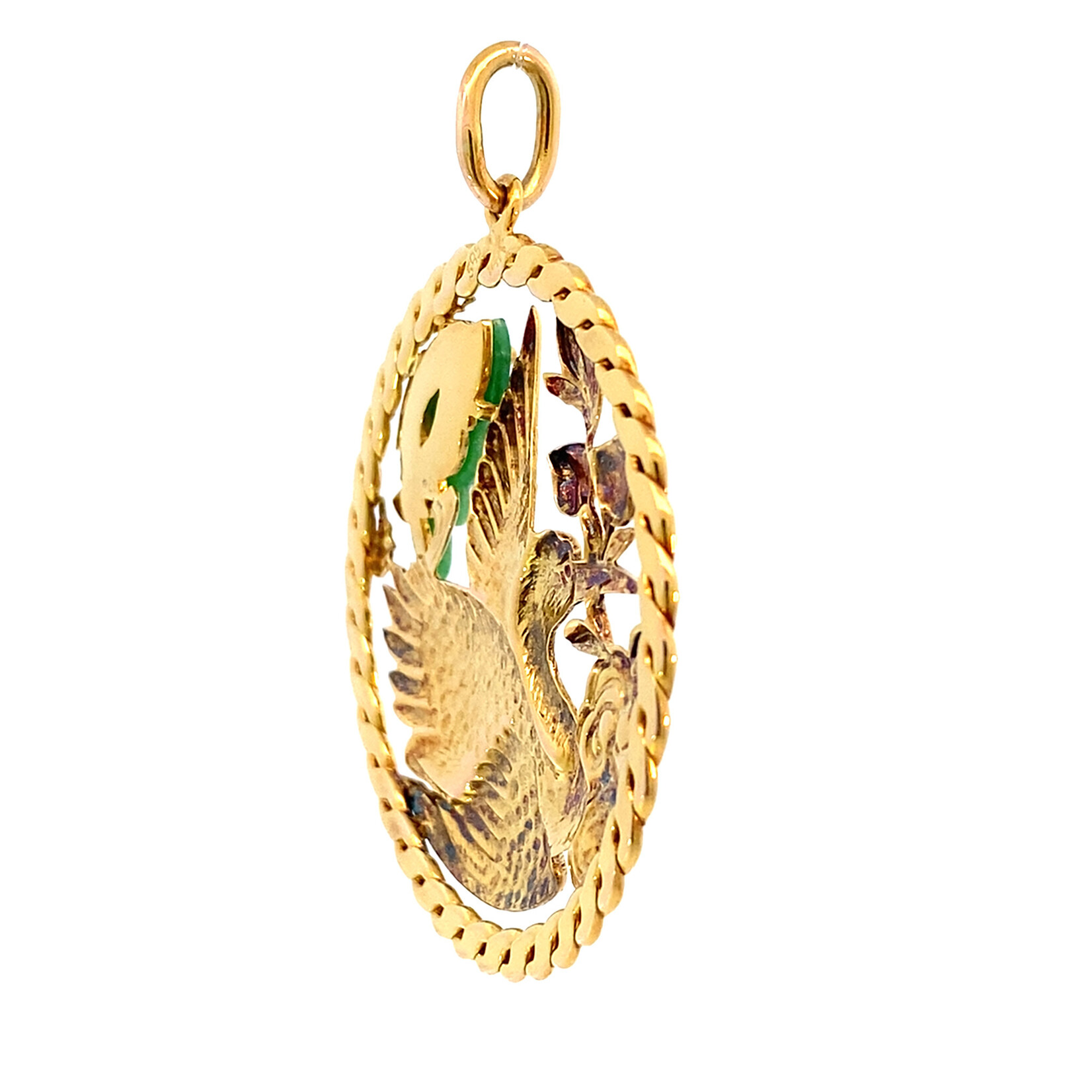 Stork and Jade Fish Pendant "Good Fortune & New Beginning"