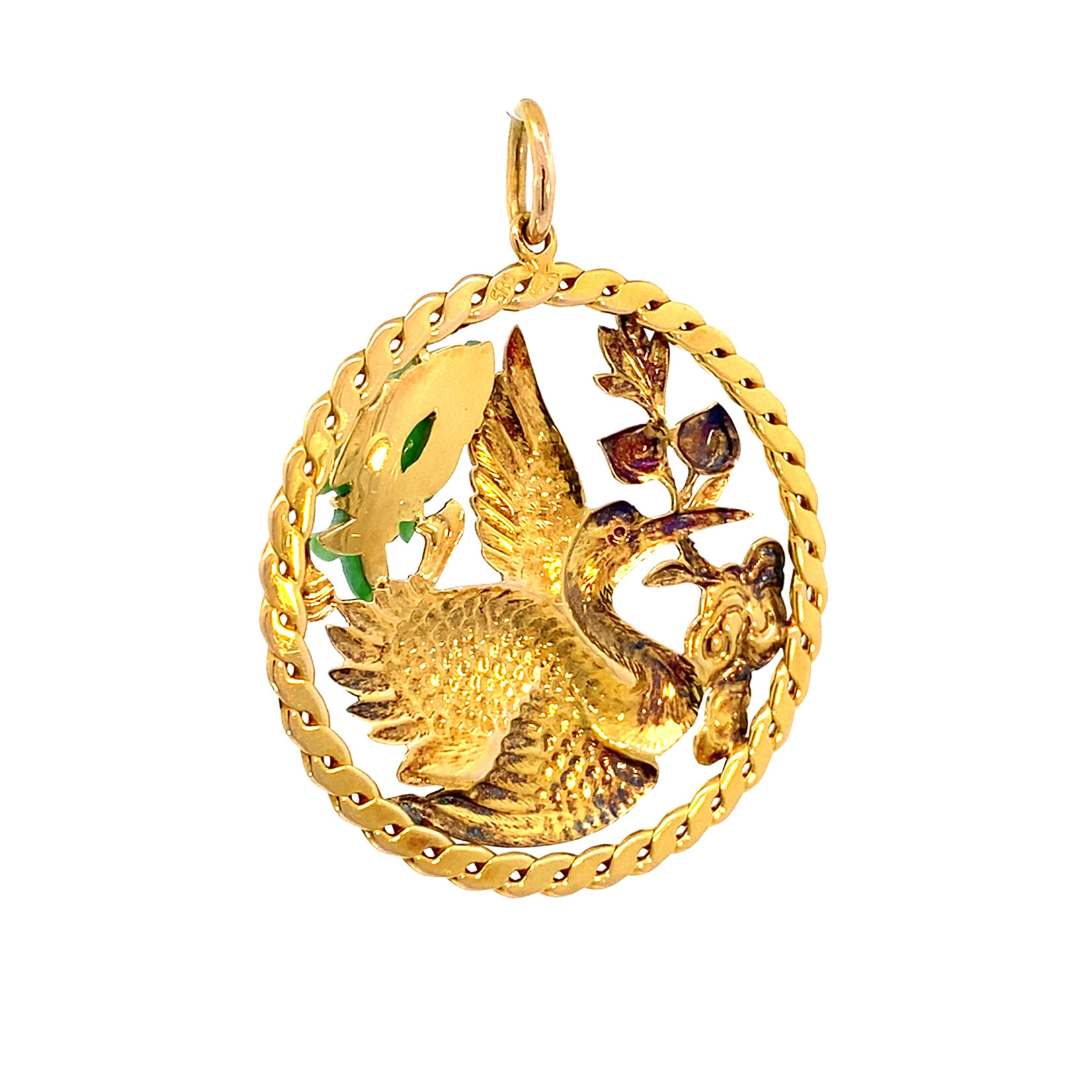 Stork and Jade Fish Pendant "Good Fortune & New Beginning"