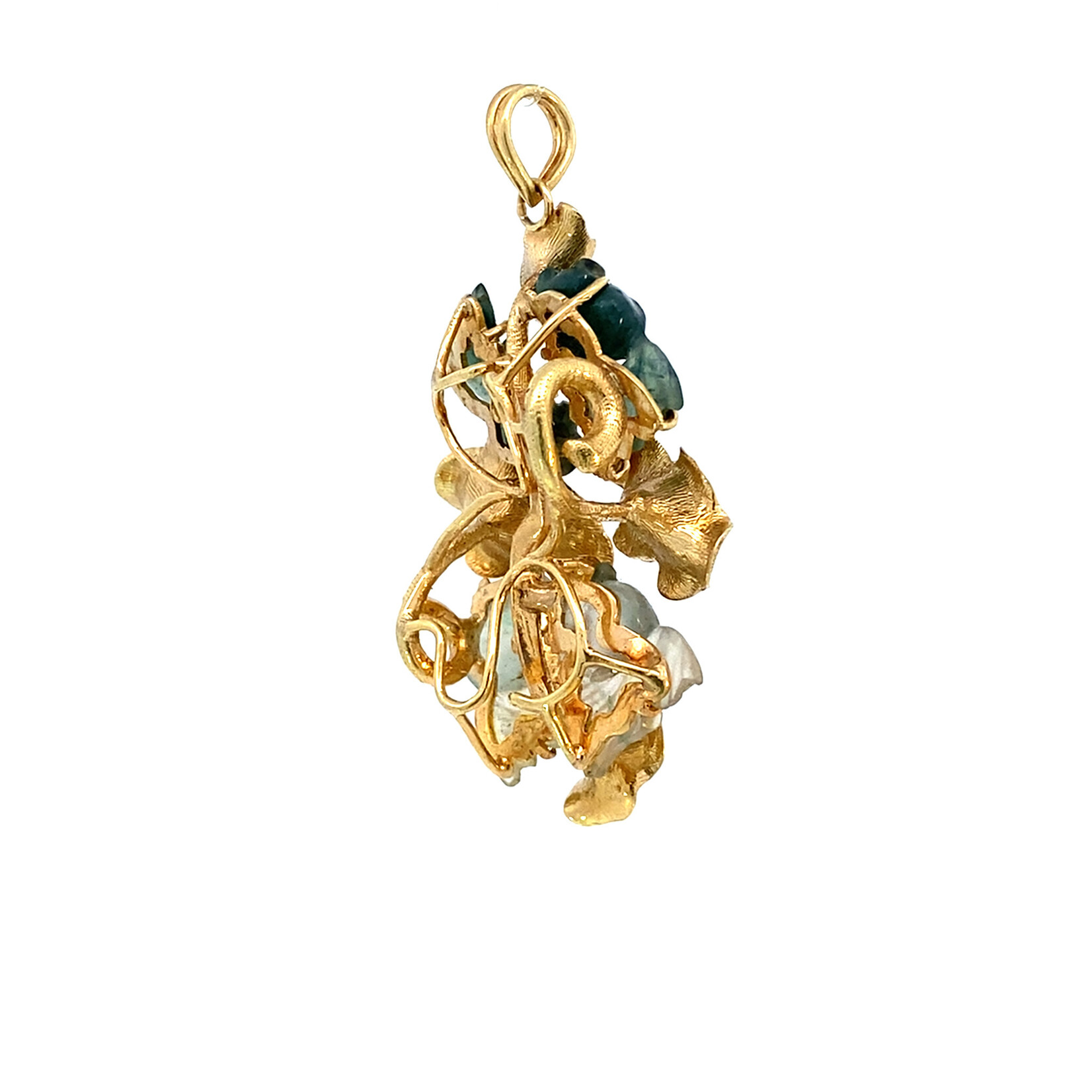 14K Yellow Gold Jade Gold Fish pendant