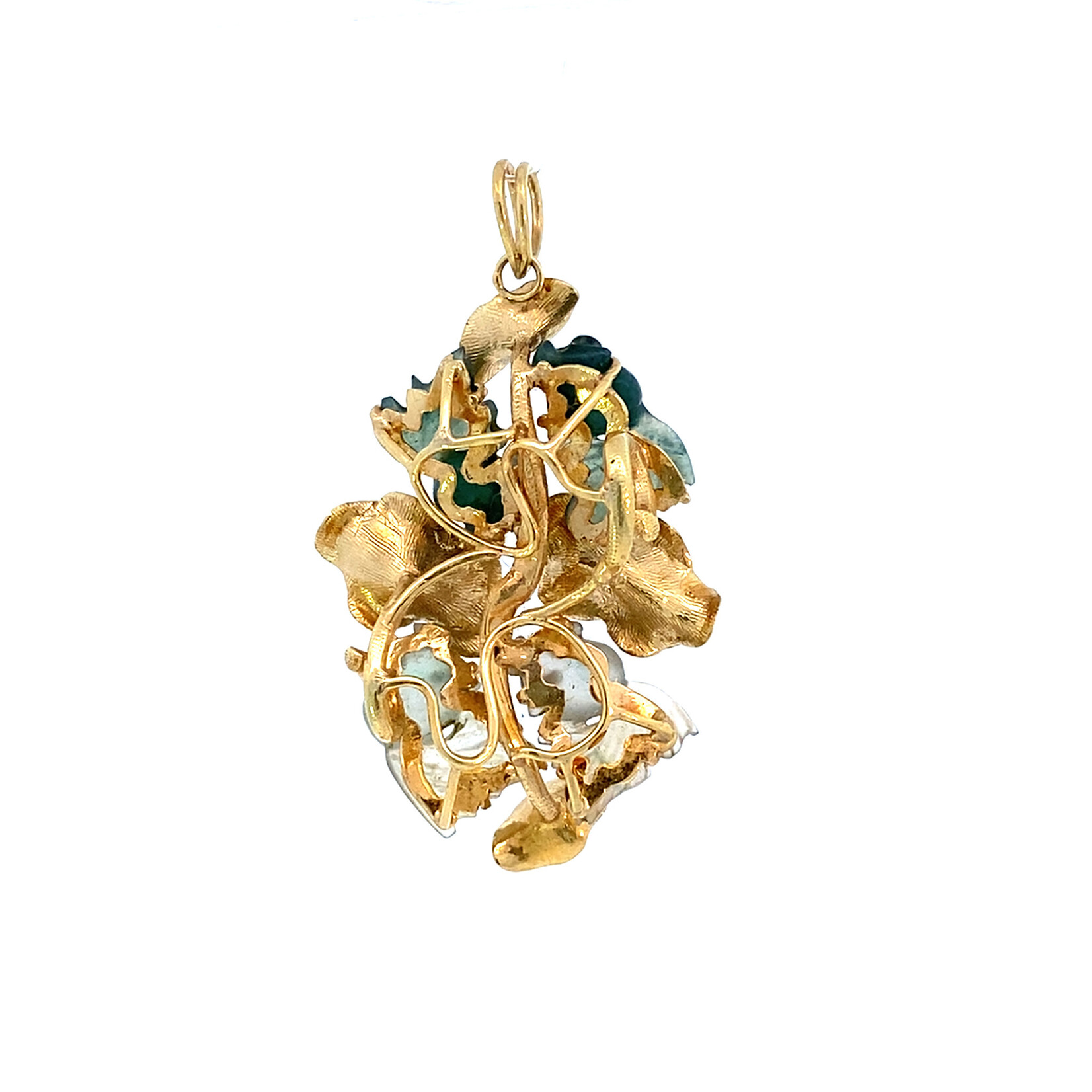 14K Yellow Gold Jade Gold Fish pendant