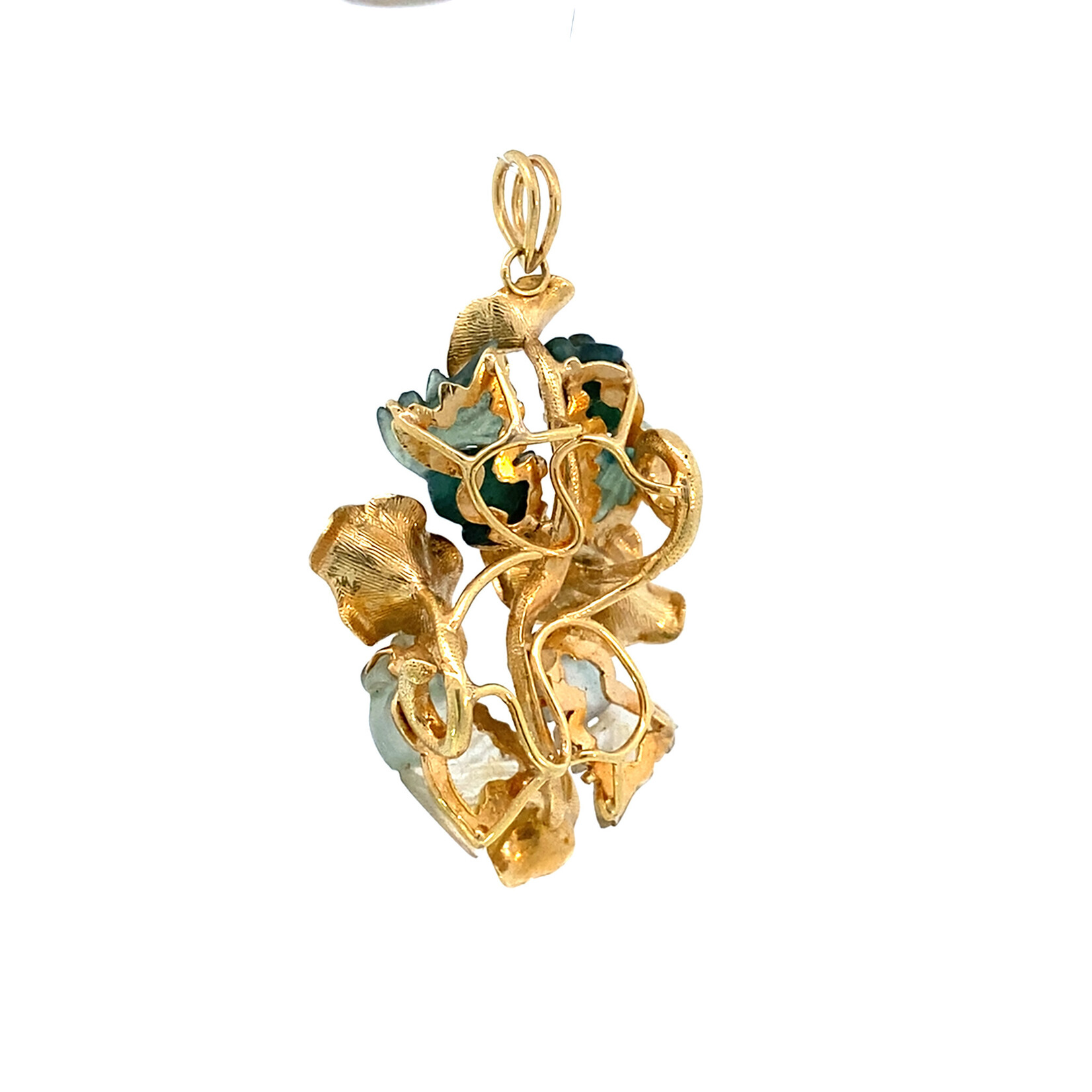 14K Yellow Gold Jade Gold Fish pendant