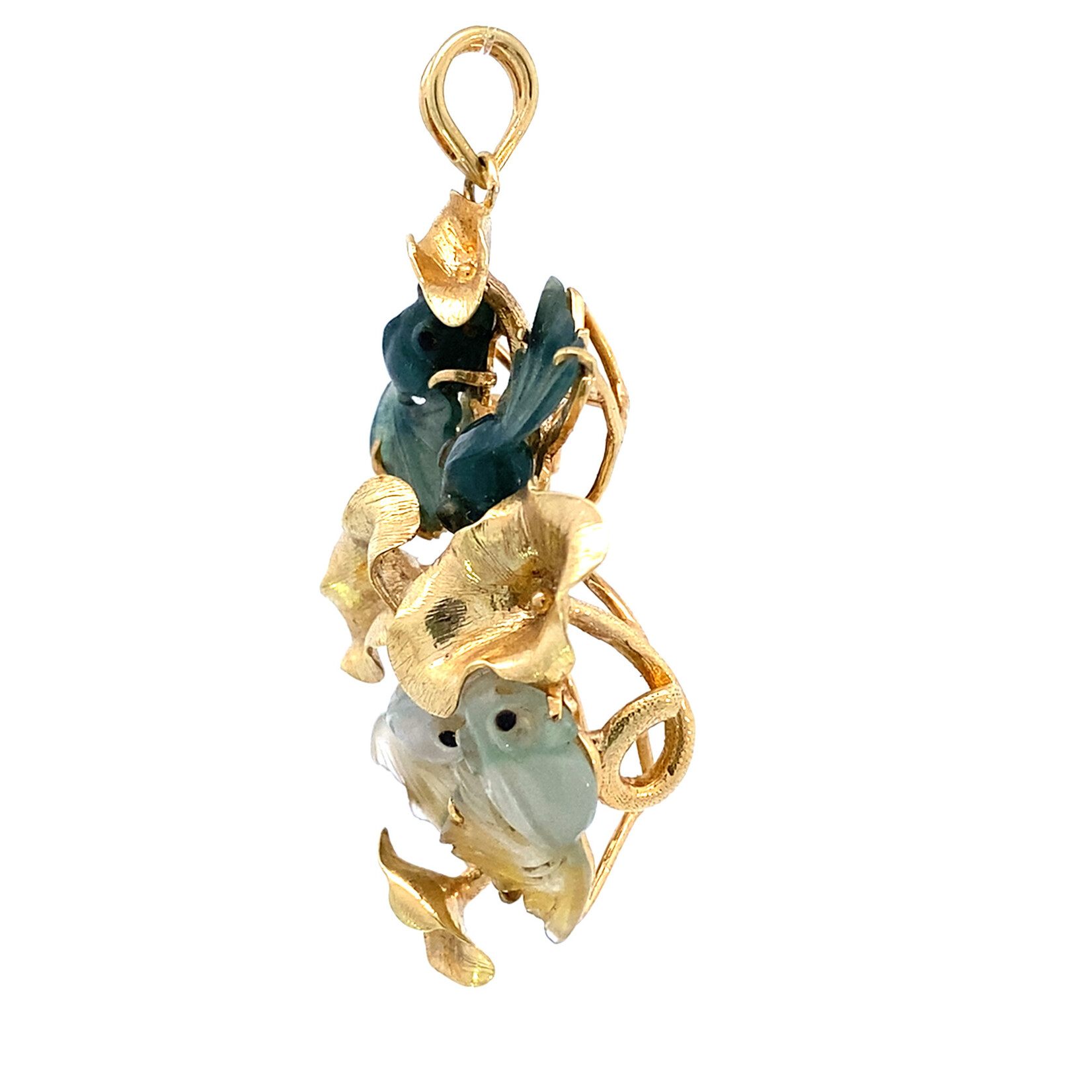 14K Yellow Gold Jade Gold Fish pendant