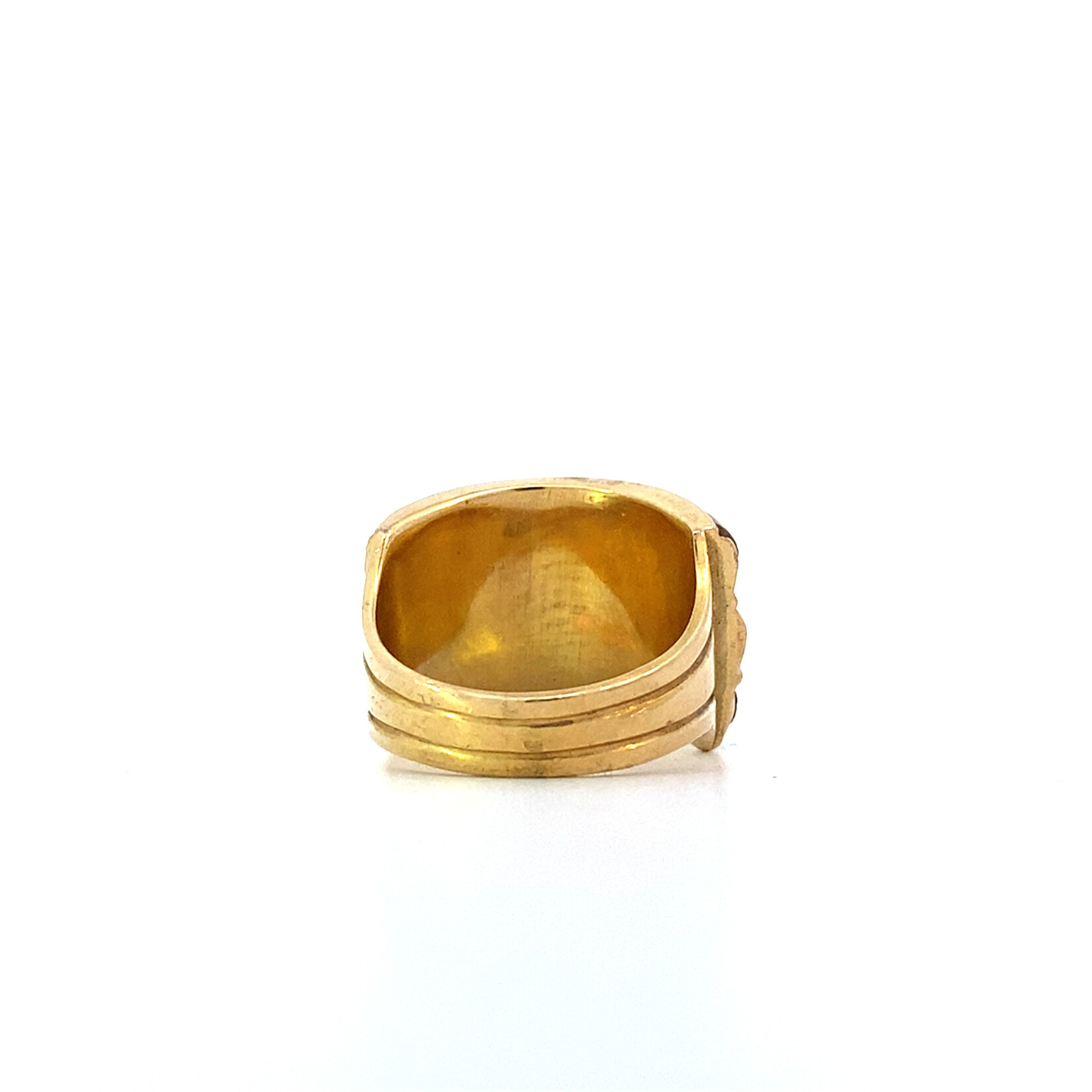 14K Yellow Gold Yellow, Red, & Green Jade Saddle