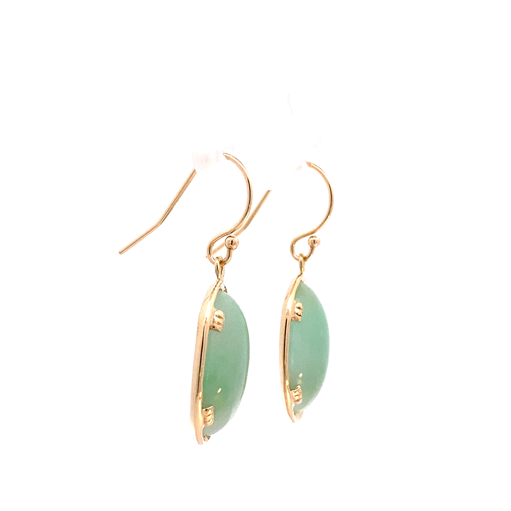 14K Yellow Gold MINGS Oval Jade Earrings (Converted to Dangles)