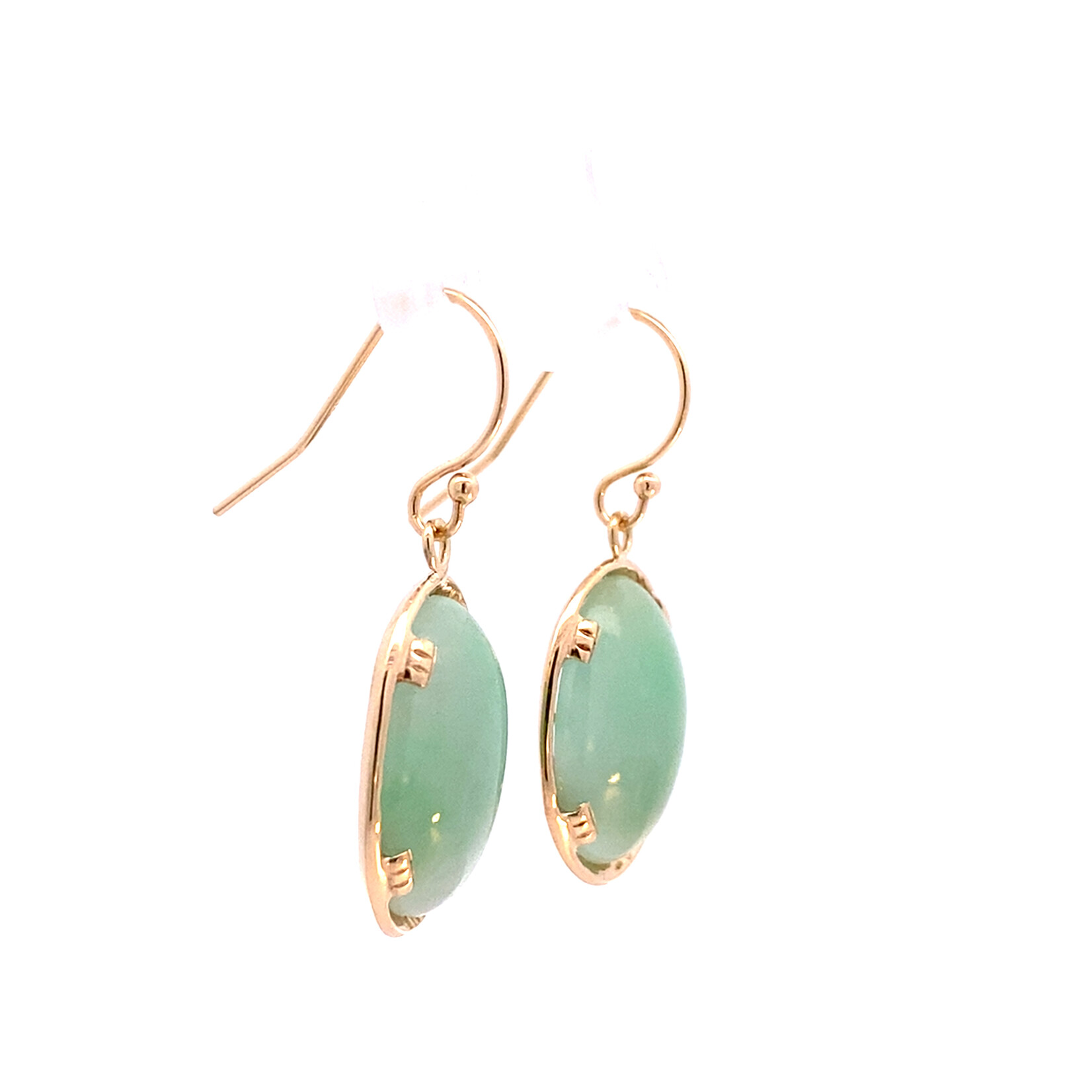 14K Yellow Gold MINGS Oval Jade Earrings (Converted to Dangles)