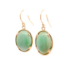 14K Yellow Gold MINGS Oval Jade Earrings (Converted to Dangles)