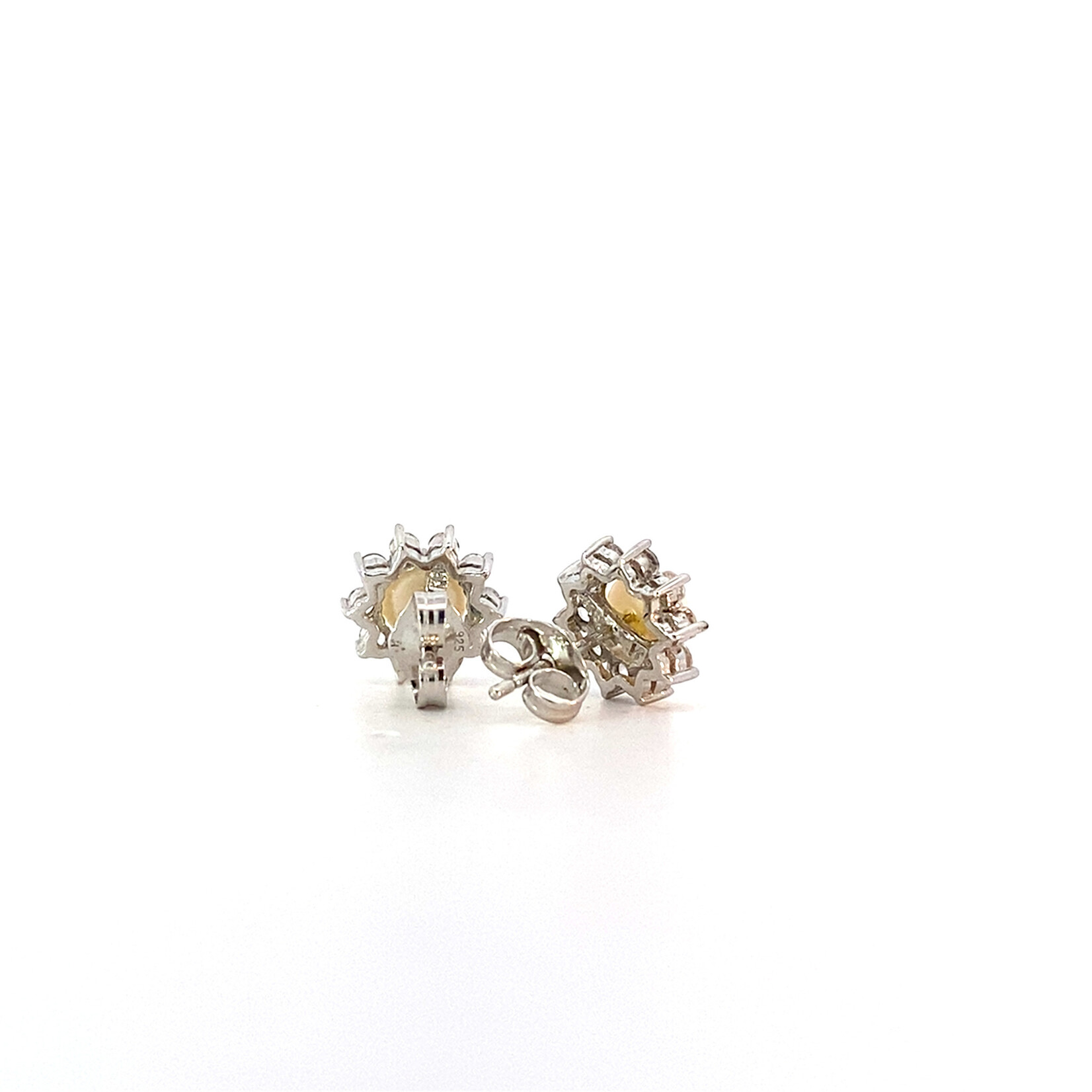Sterling Silver CZ White Pearl Studs