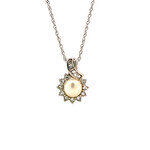 Sterling Silver 18" CZ White Pearl Necklace
