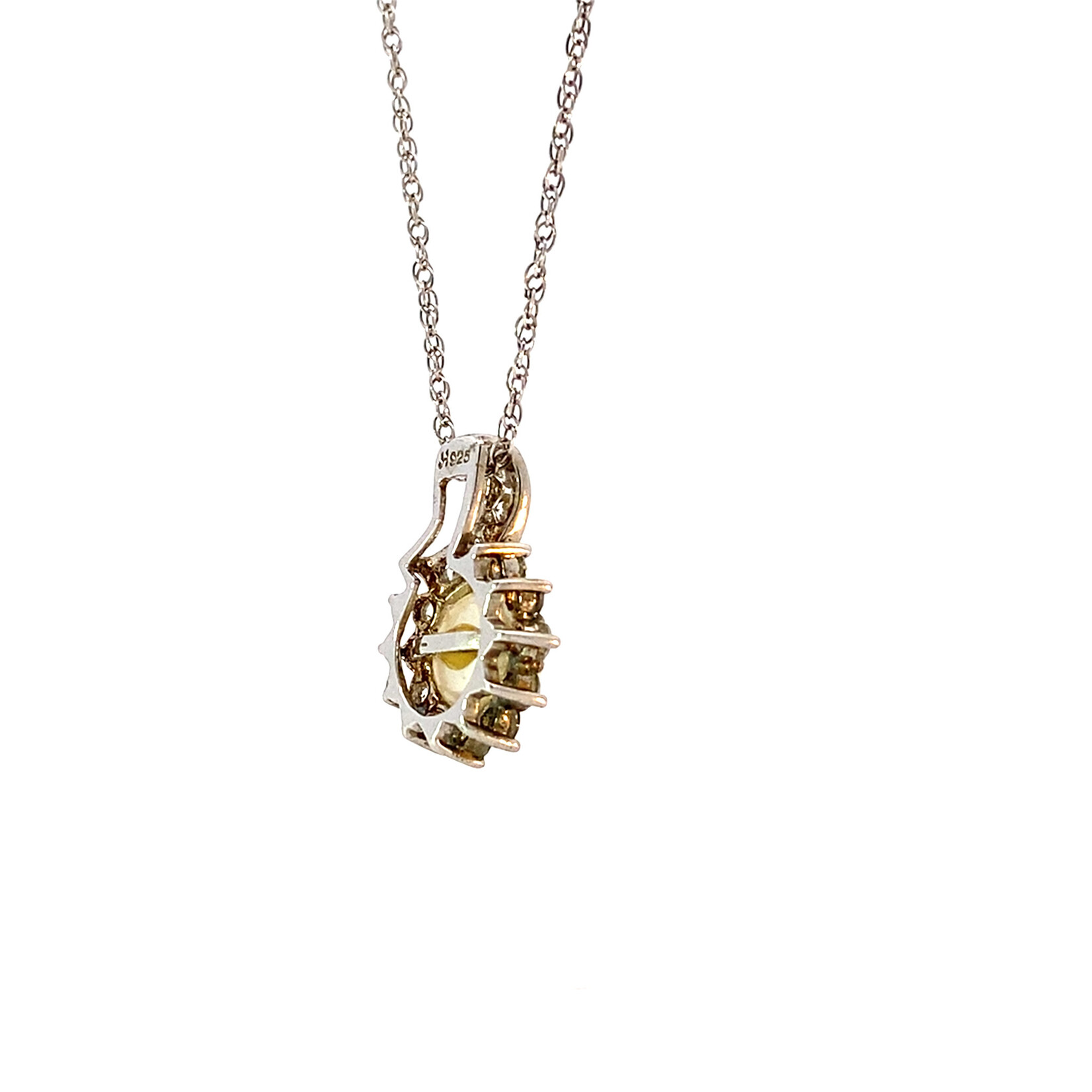 Sterling Silver 18" CZ White Pearl Necklace
