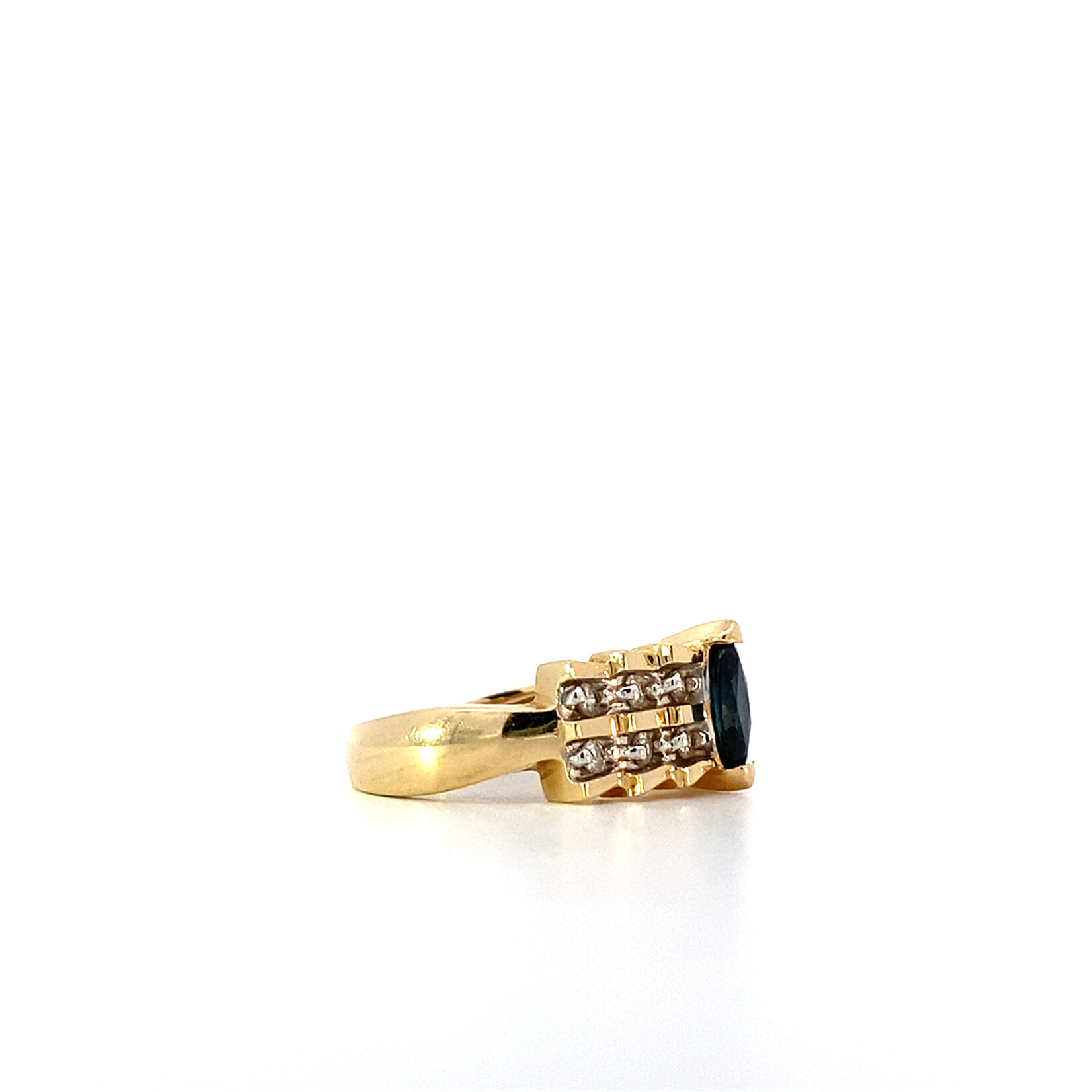 14K Yellow Gold Sapphire & Diamond Ring size z6.25