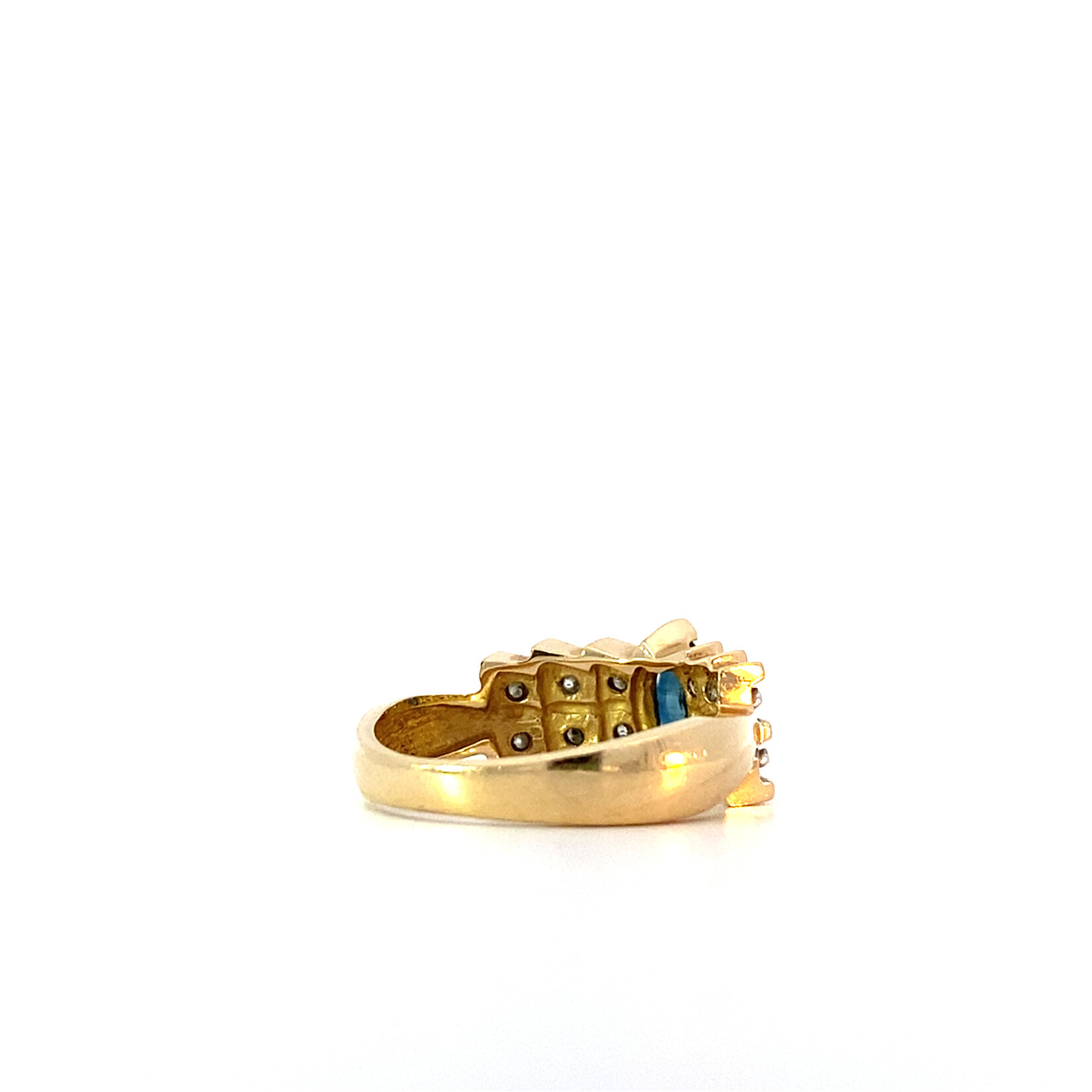 14K Yellow Gold Sapphire & Diamond Ring size z6.25