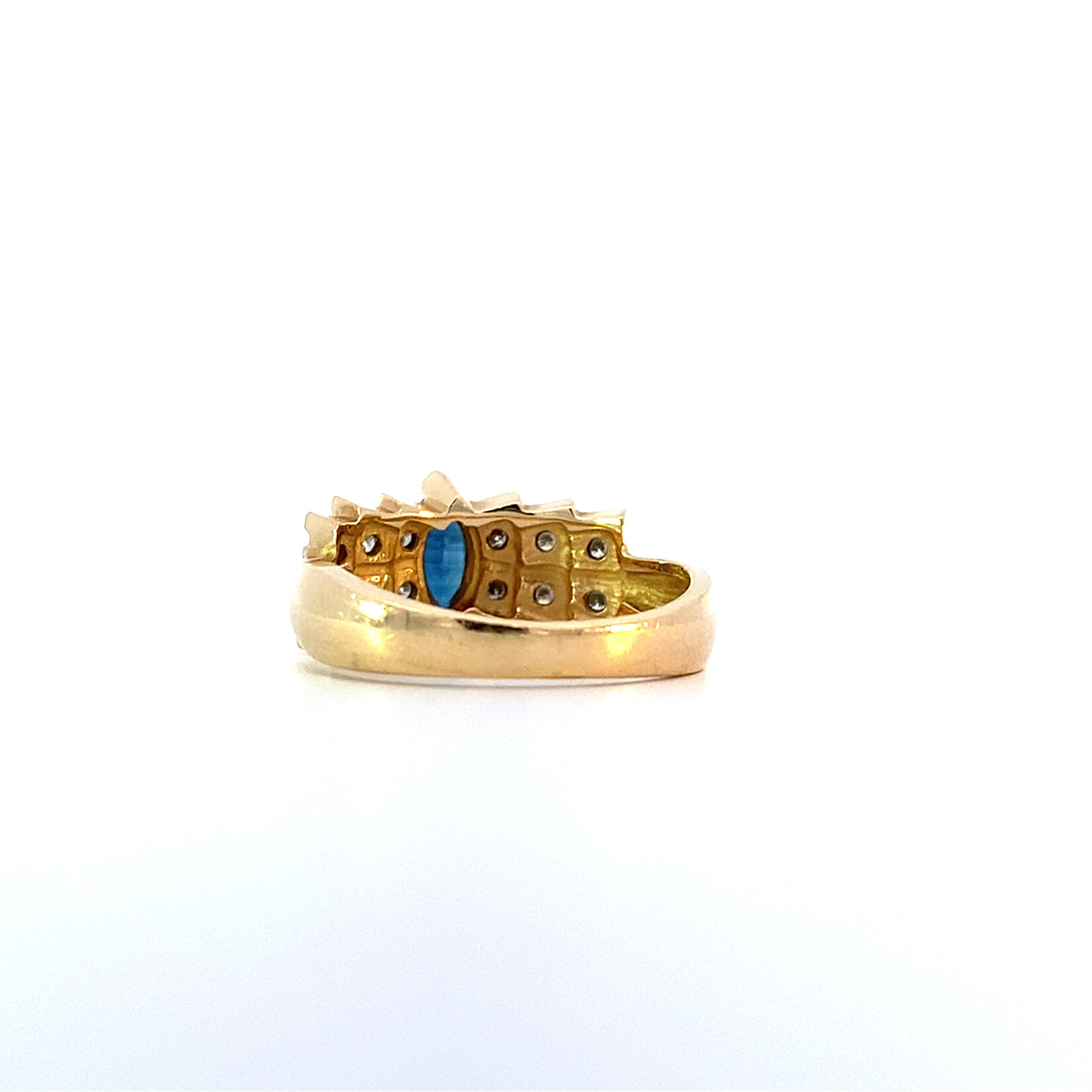 14K Yellow Gold Sapphire & Diamond Ring size z6.25