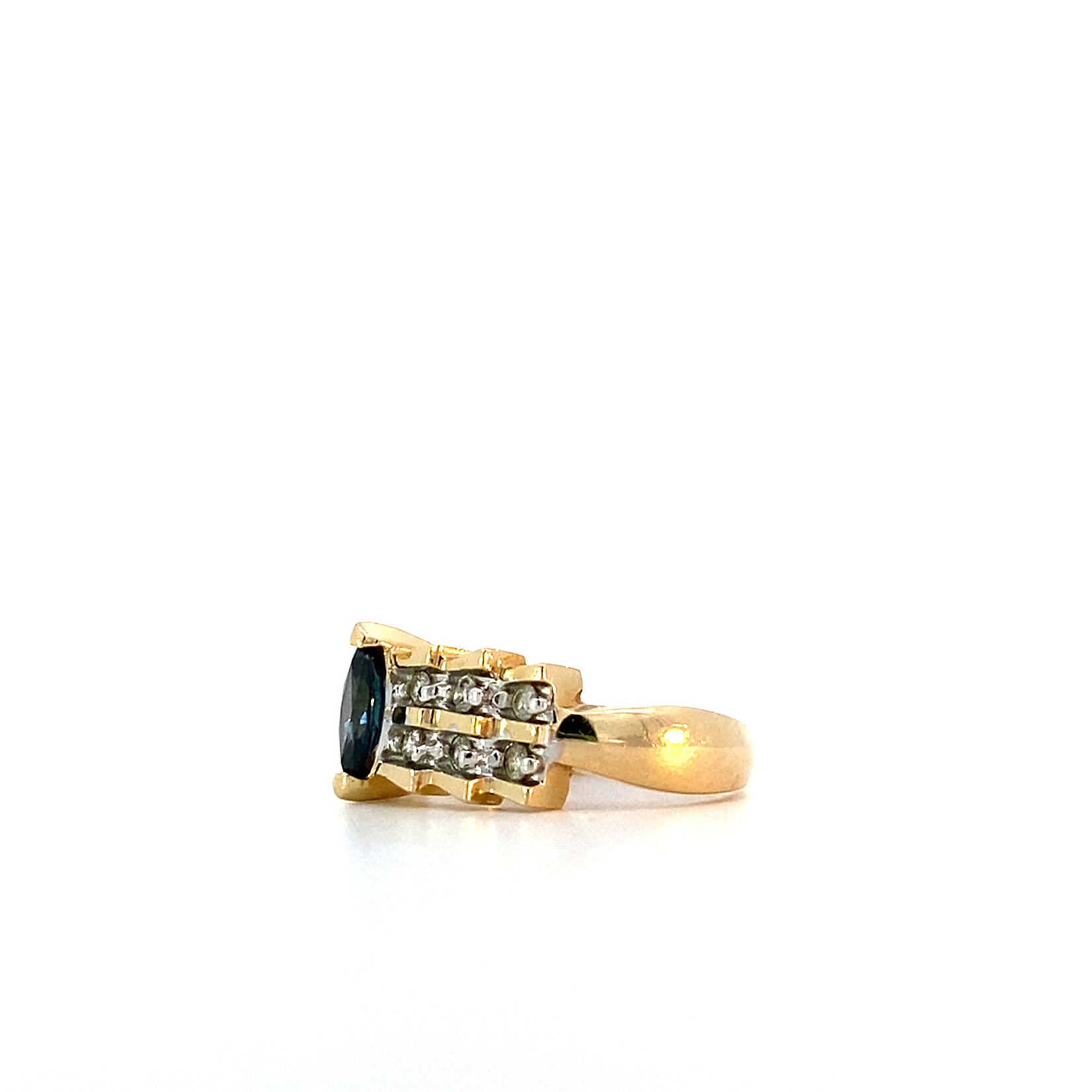 14K Yellow Gold Sapphire & Diamond Ring size z6.25